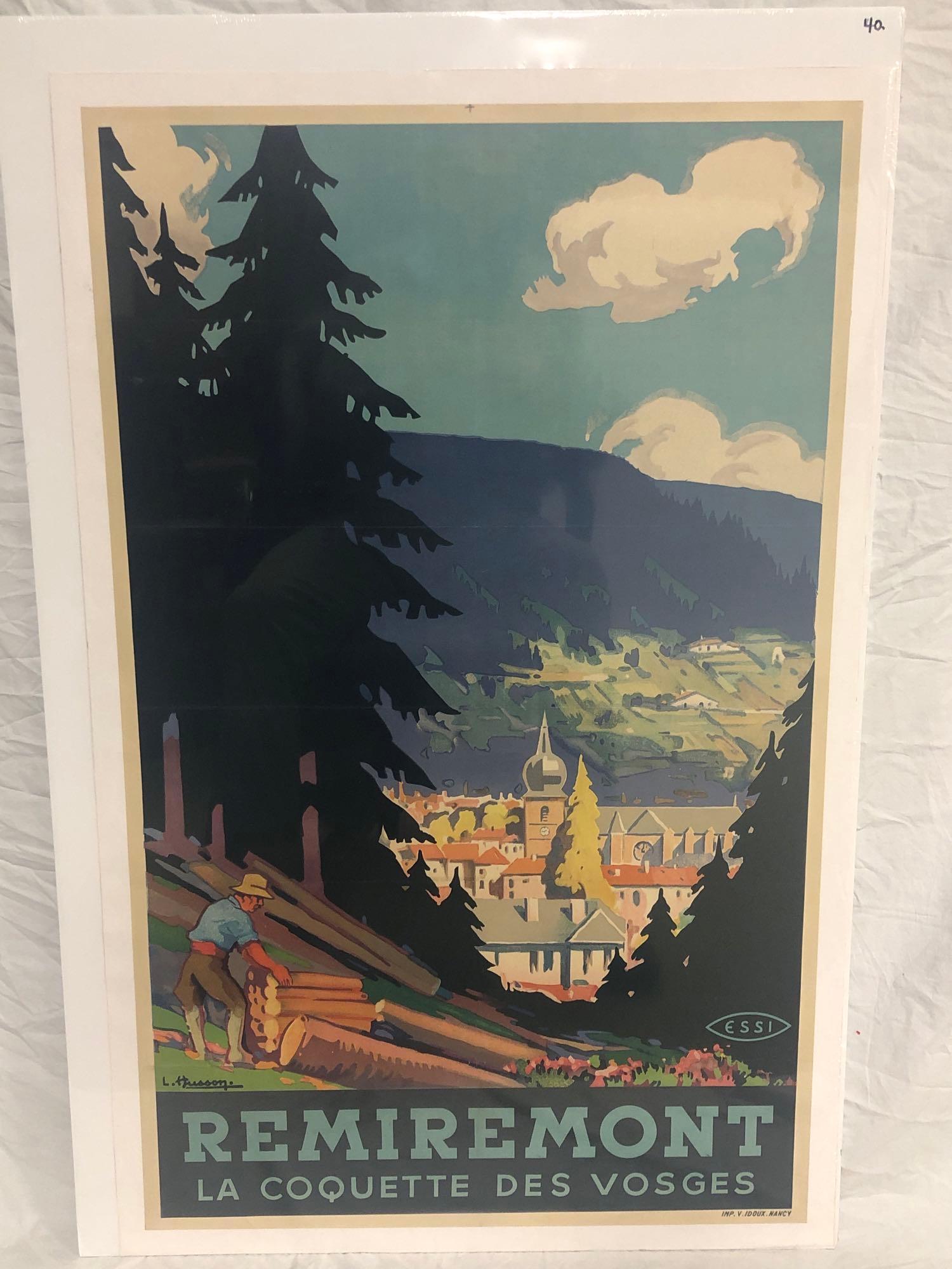 France - Remiremont travel poster: 1930's, 25x40, L. Husson art, A condition on linen