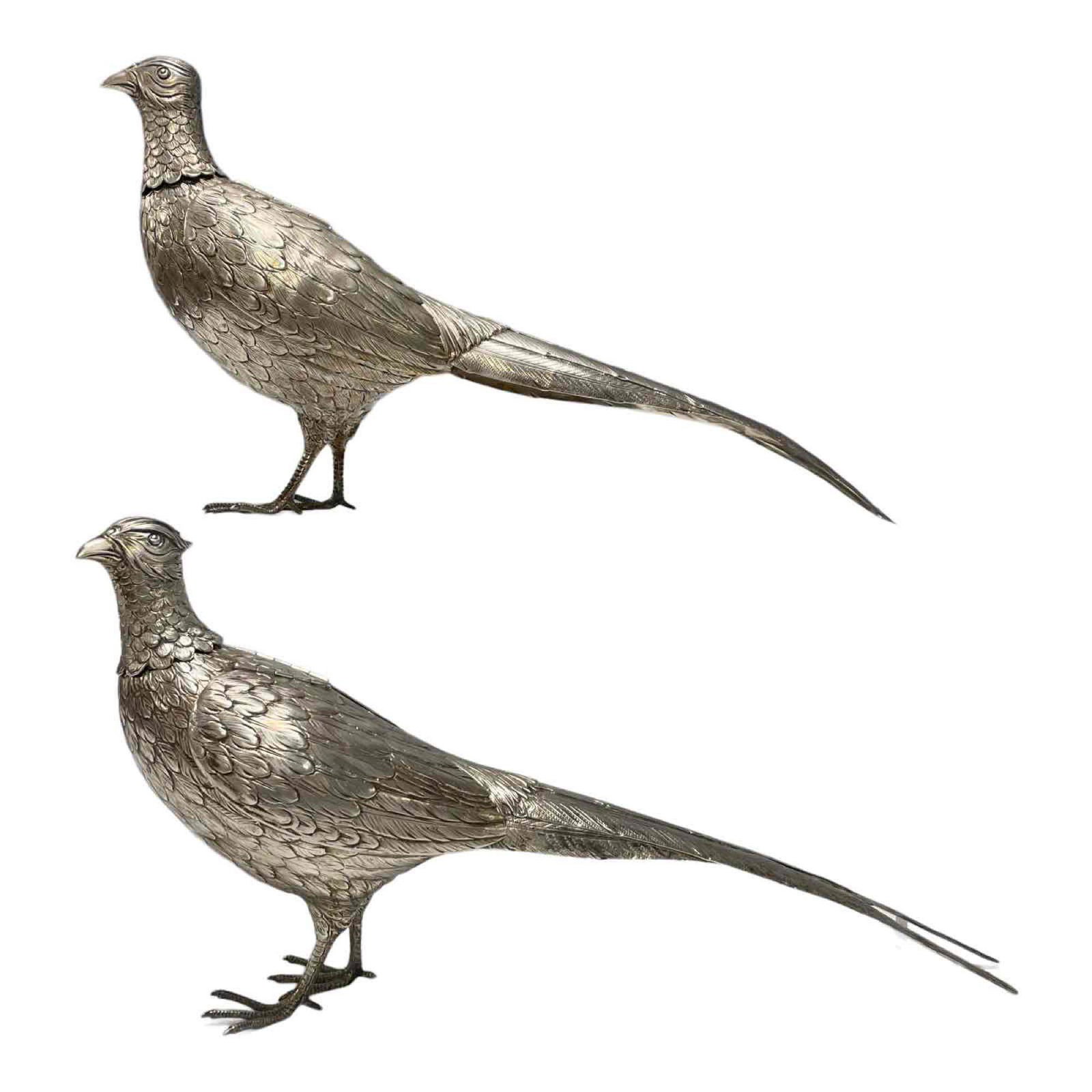 Pair German Neresheimer 800 Silver Table Pheasants (1 of 20)
