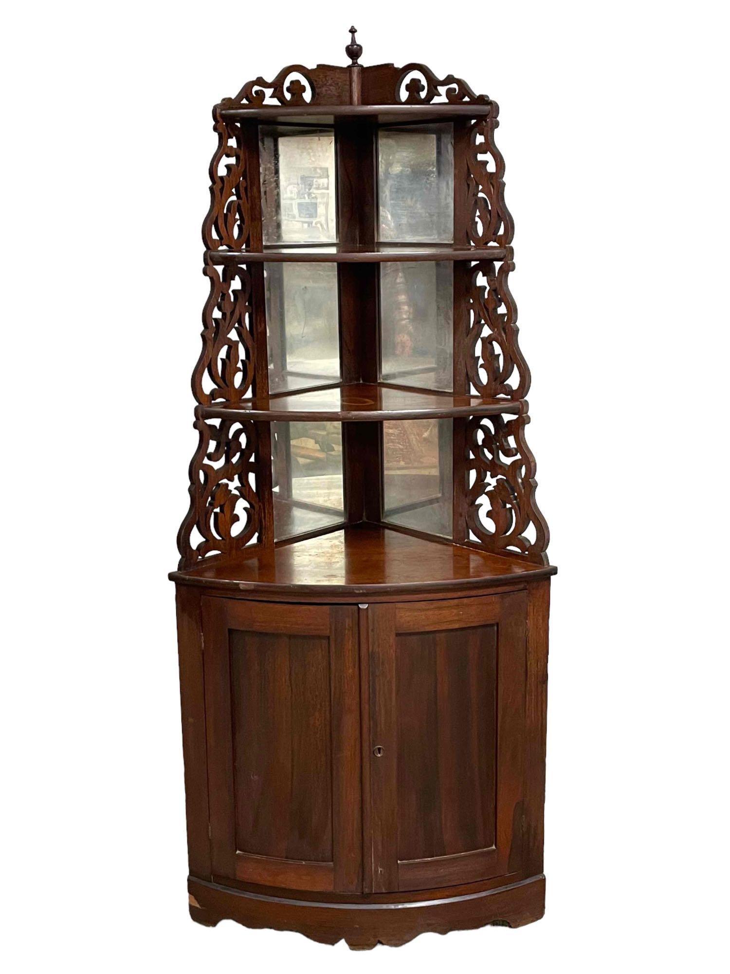 19th C. Mahogany Rococo Corner Etagere Cabinet (1 of 10)