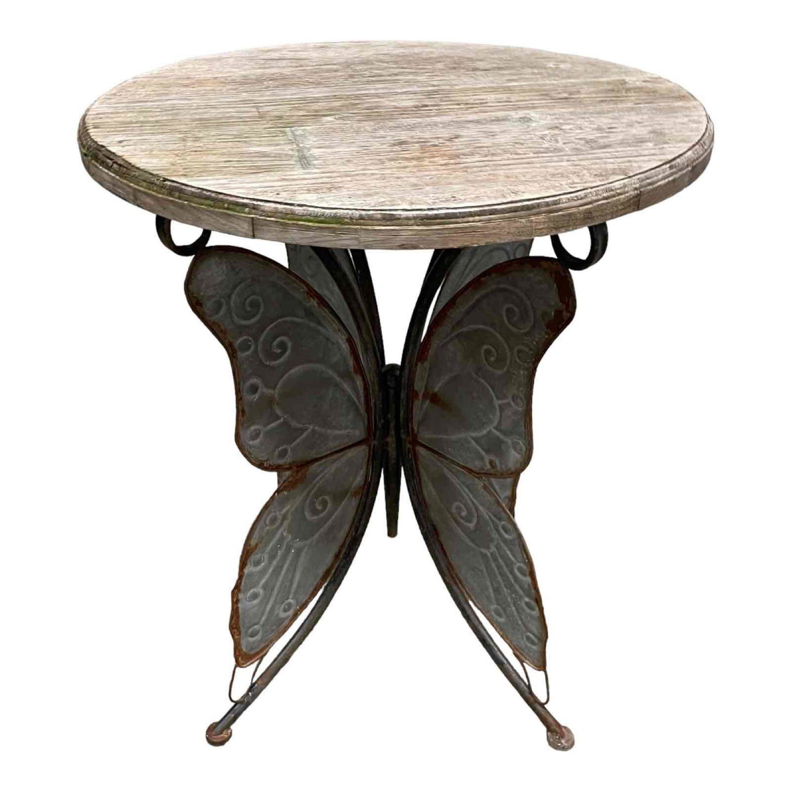 Decorative Cast Aluminum Butterfly Table with Wood Top (1 of 12)