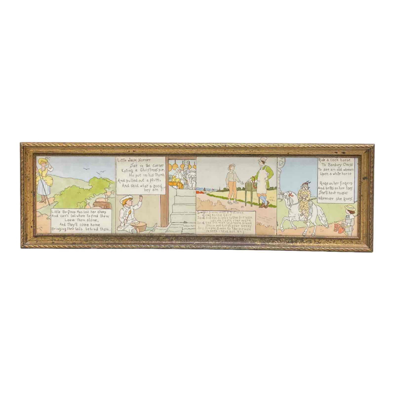 Antique American - Encaustic Nursery Rhyme Picture Tiles (1 of 16)