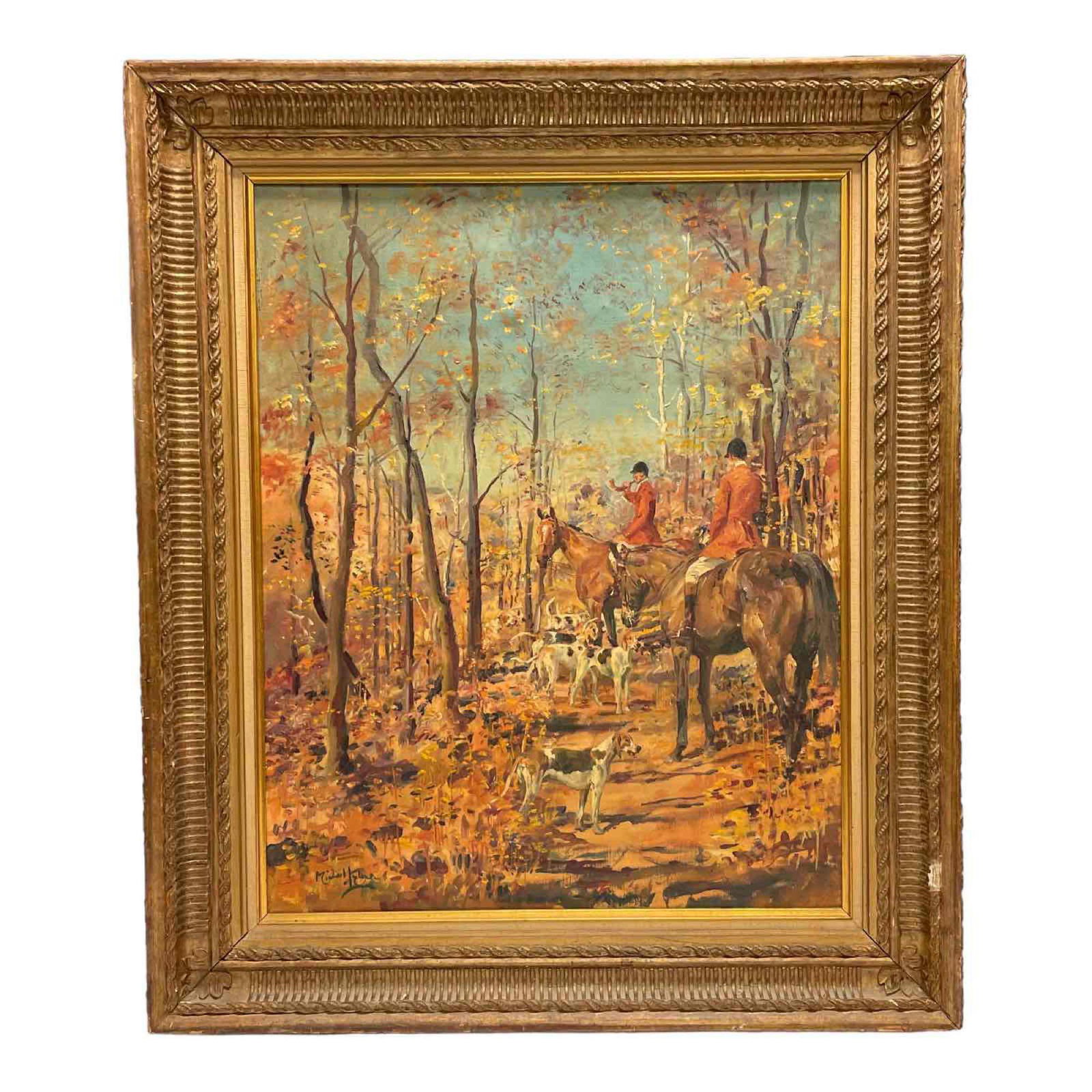 Michael Lyne (British, 1912â€“1989) FALL COLOURS Fonx Hunt Scene O/C (1 of 19)