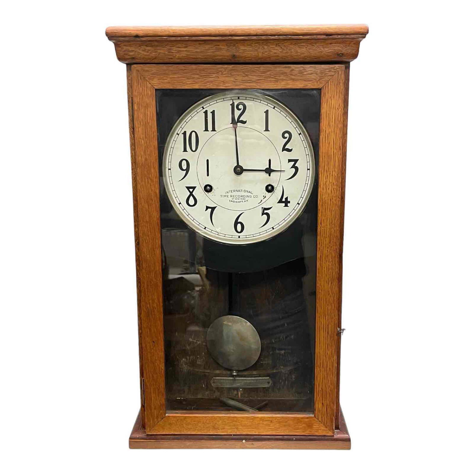 New York Oak International Time Recording Clock ca. 1900 (1 of 17)