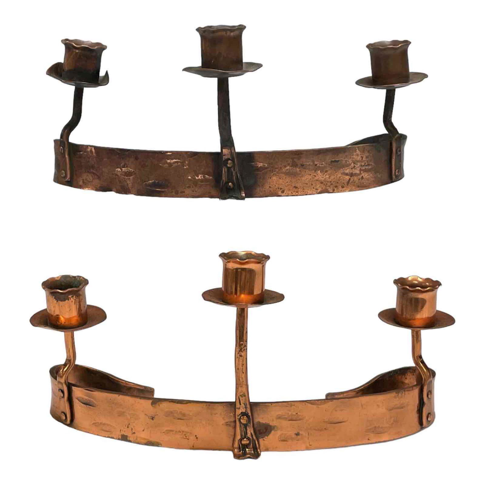 Arts and Crafts Hand Wrought Copper Candle Holders (1 of 12)