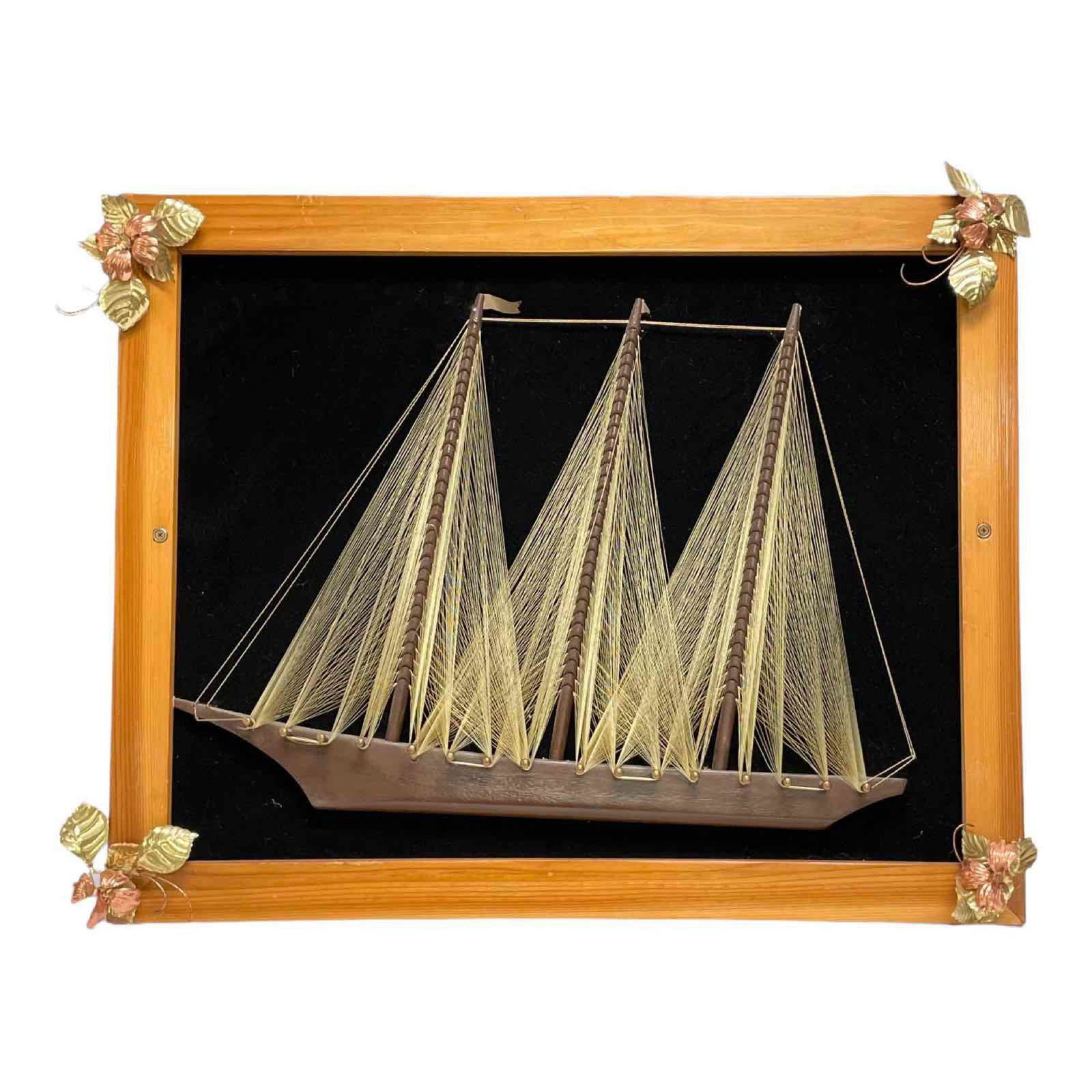 Framed String Wire Decorative Art Sailboat (1 of 14)