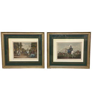 Pair Of Aquatints Of China By William Alexander (1767-1816): Two framed Chinese related aquatint engravings by William Alexander (1767-1816). One A QUAN or MANDARIN bearing a LETTER from the EMPEROR of CHINA and the other A SCENE in an HISTORICAL PLAY