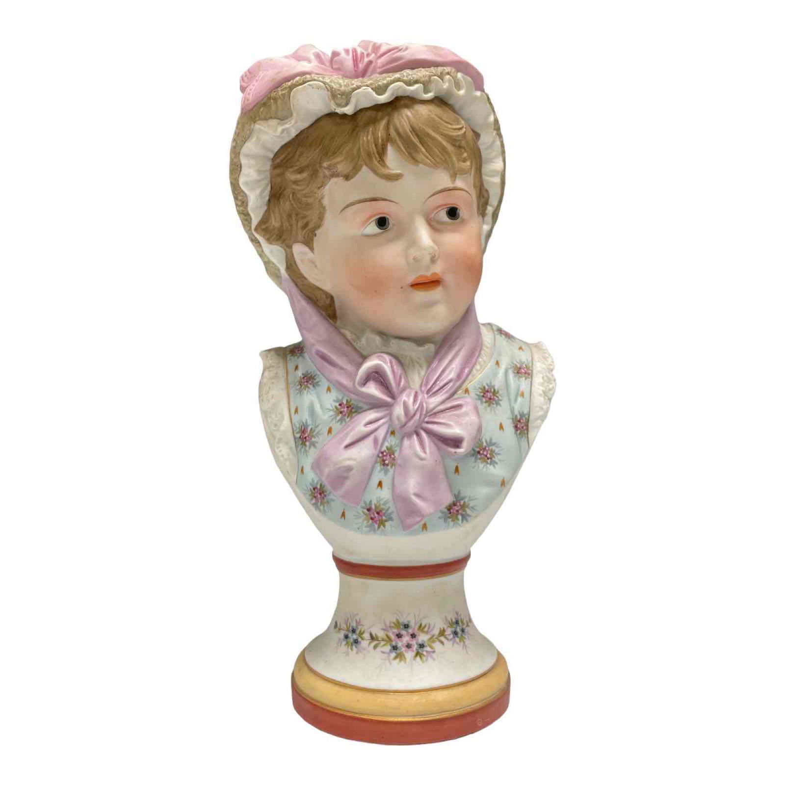 Early German Poly-chromed Pedestal Bust of Young Child (1 of 12)