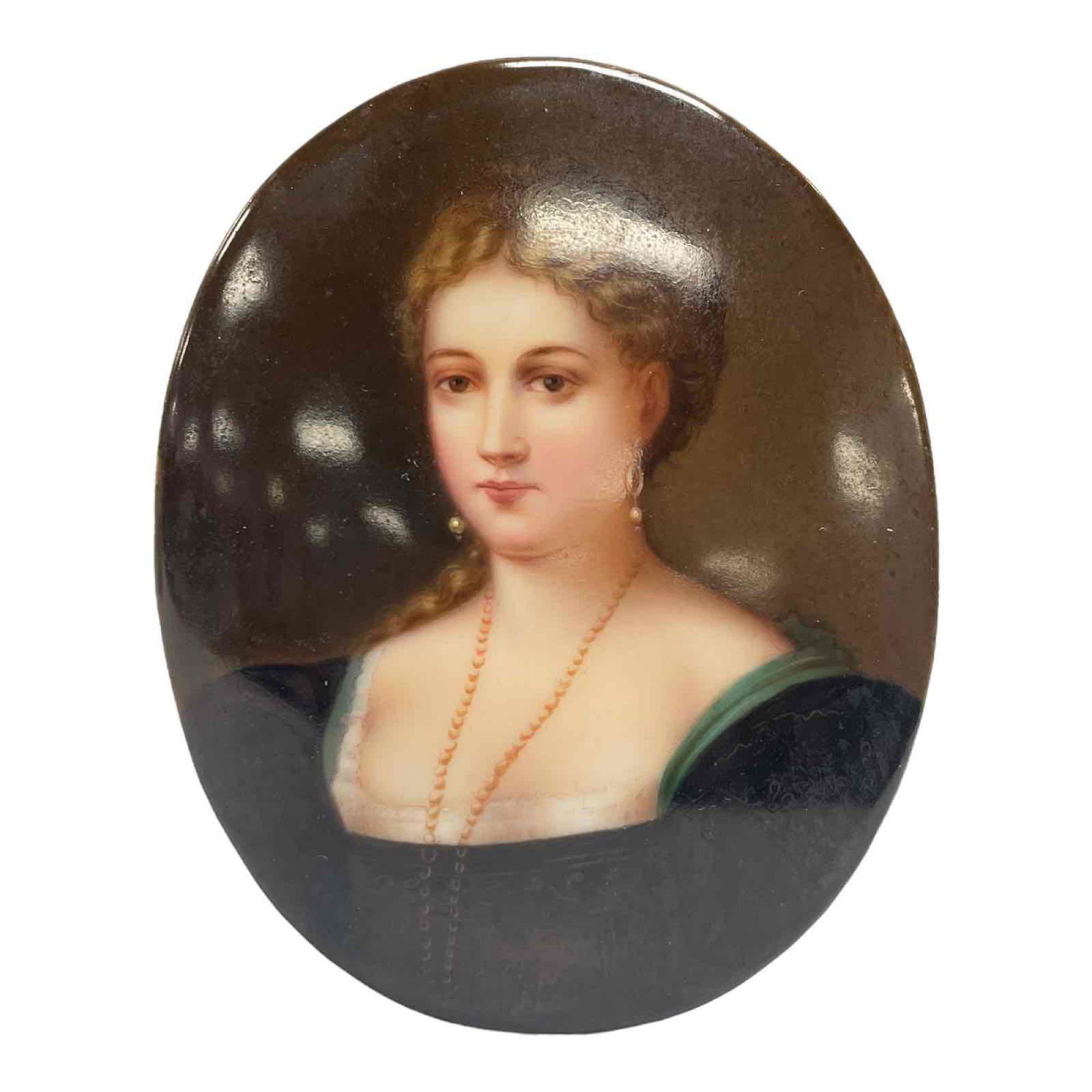 KPM Style Hand Painted French Porcelain Portrait Plaque (1 of 8)