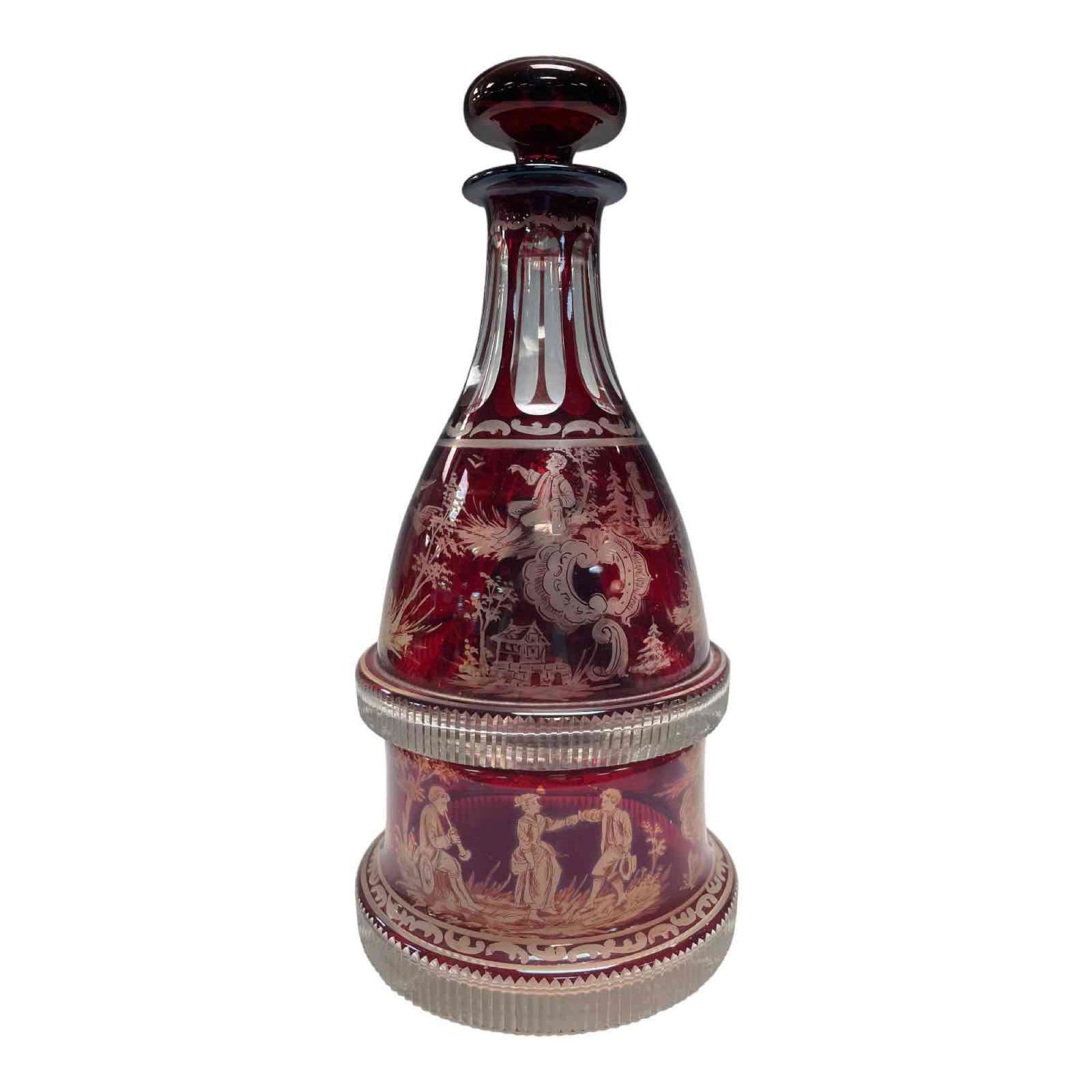 Unusual Ruby Cut to Clear Decanter on Decanter Base (1 of 20)
