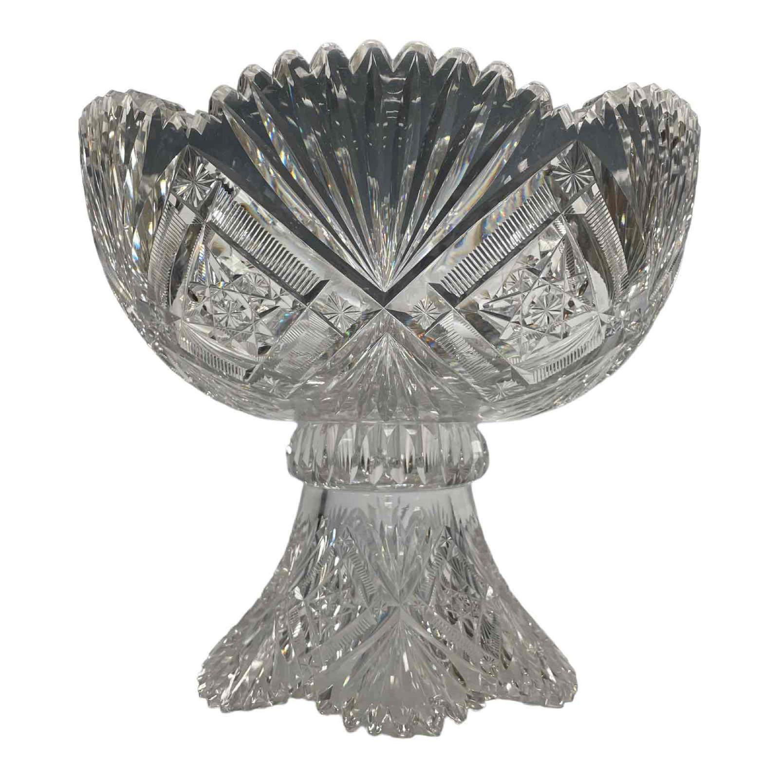 A Fine American Brilliant 2pc Cut Glass Punch Bowl (1 of 16)