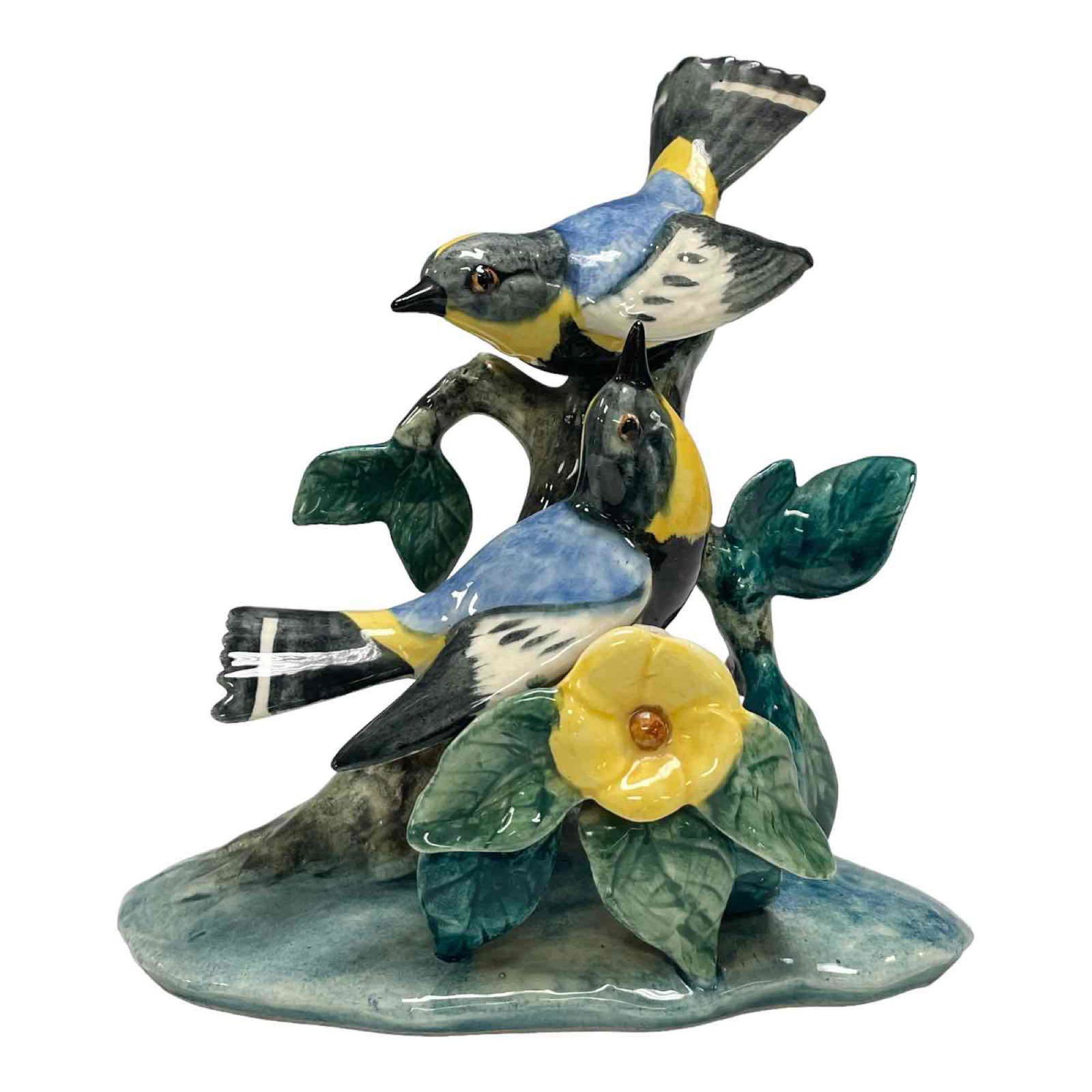 STANGL Porcelain Audubon Warbler Doule Bird #3756: Stangl Double Audubon Warblers. Marked with large brown STANGL POTTERY BIRDS oval, 3756 and with the decorator's mark MW. Good overall and uncrazed. Measuring approx 7 1/2" tall. See photos