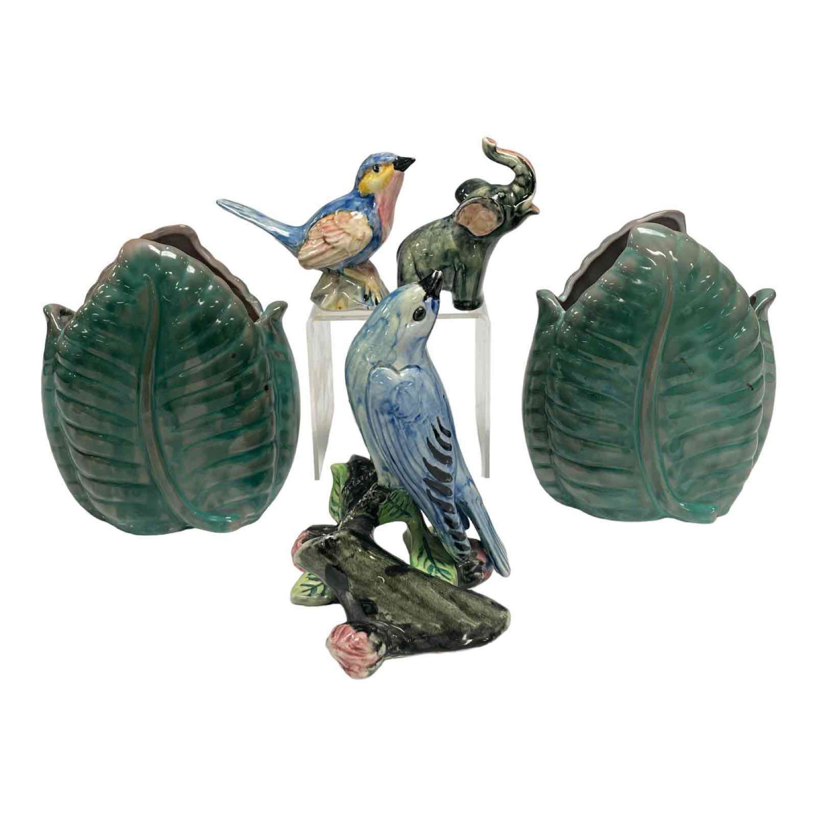 Five pc Stangl Pottery Group - Leaf Vases, Birds etc (1 of 18)