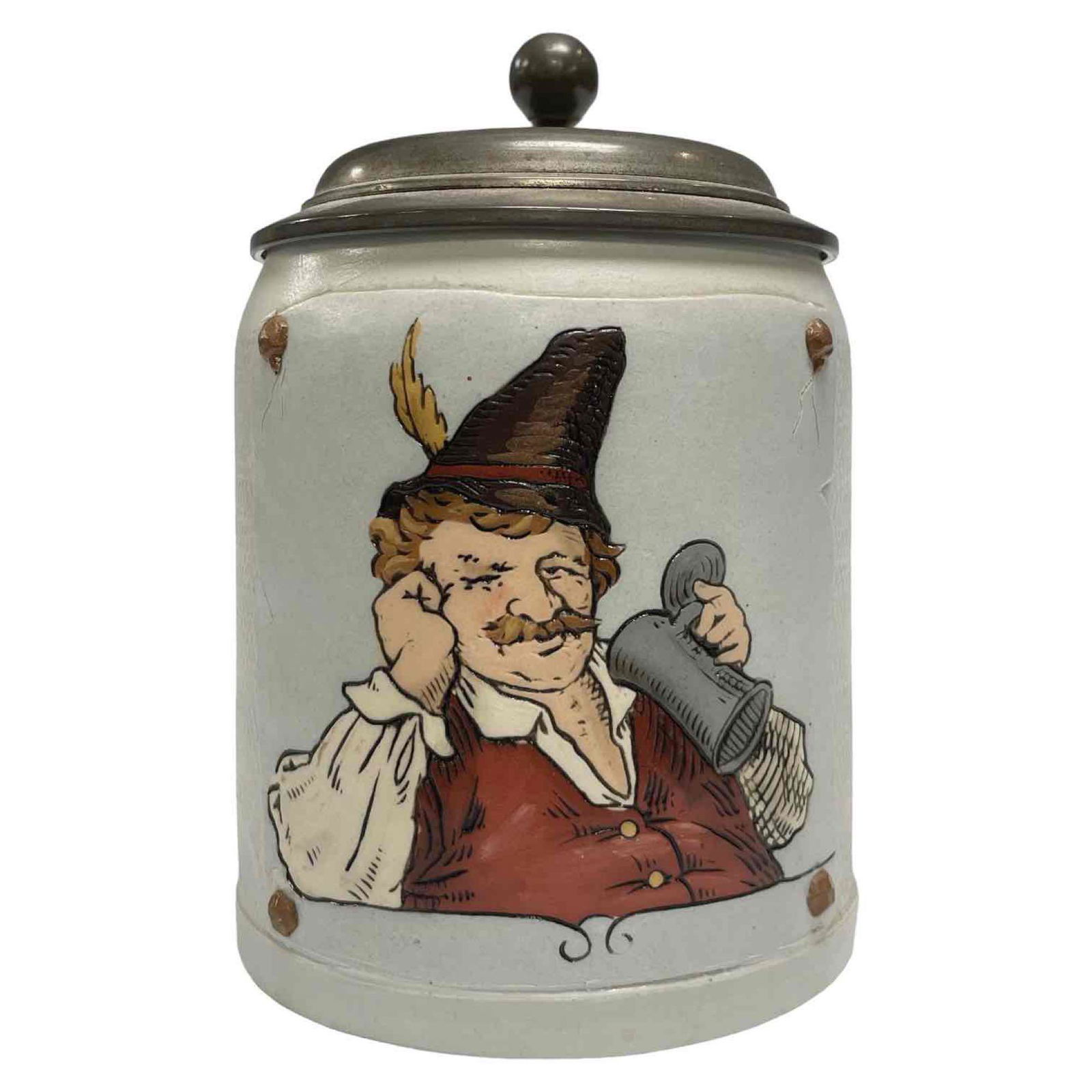 Antique German Pottery Lidded Beer Stein (1 of 13)