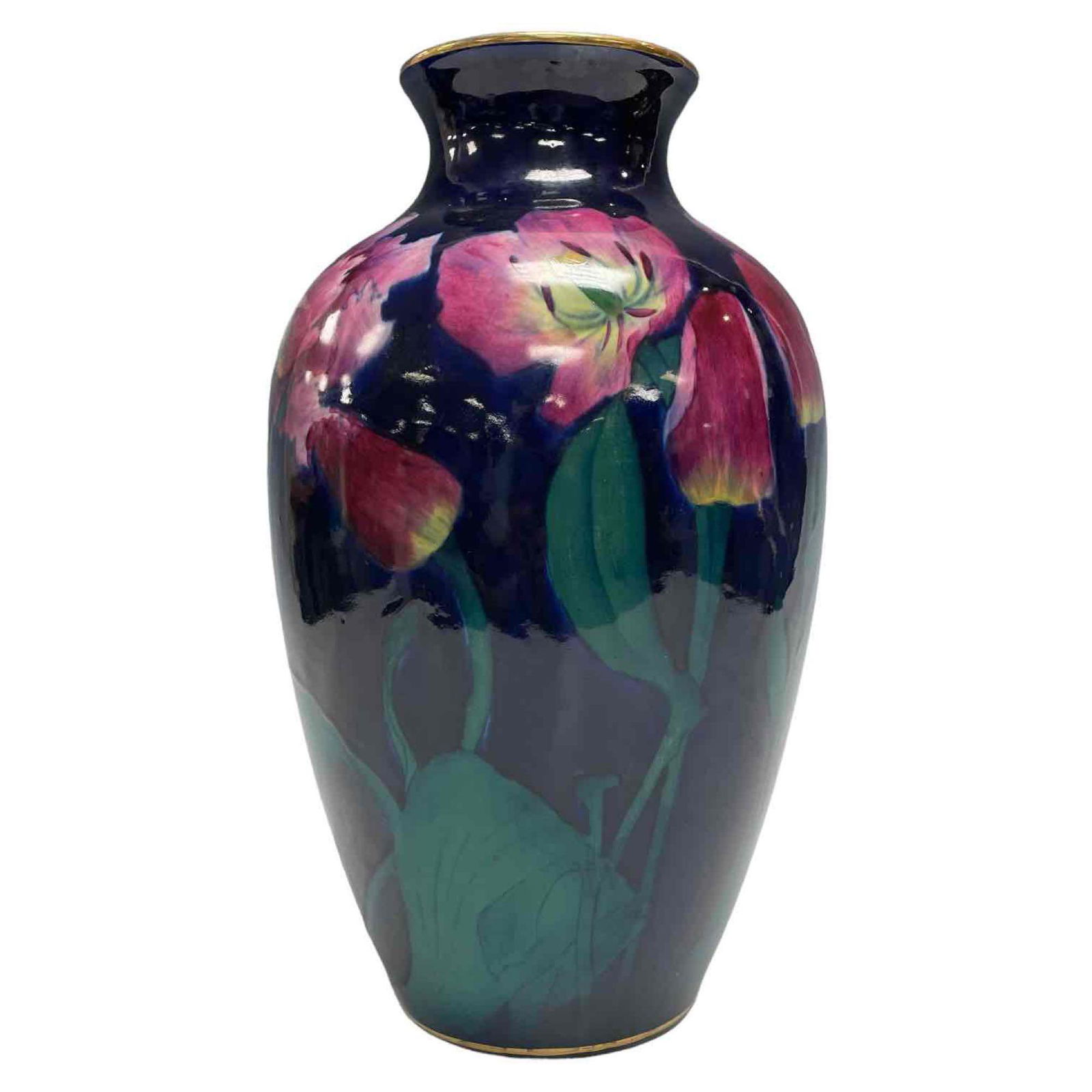 Late 19th C. Art Nouveau  English Irises Imperial Rouge Vase (1 of 15)