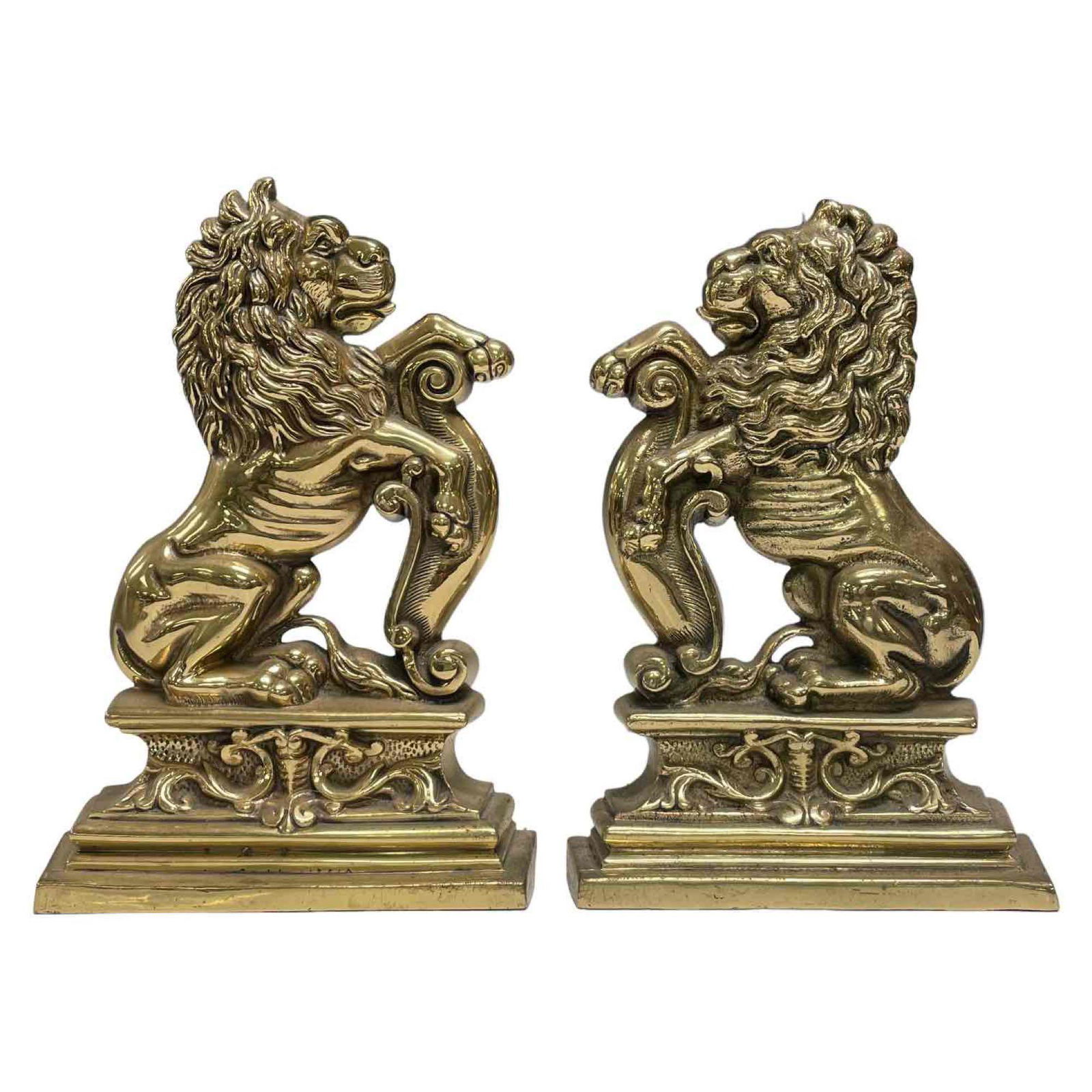 19th Century English Brass Seated Lion Doors Stops / Fireside Decor (1 of 14)