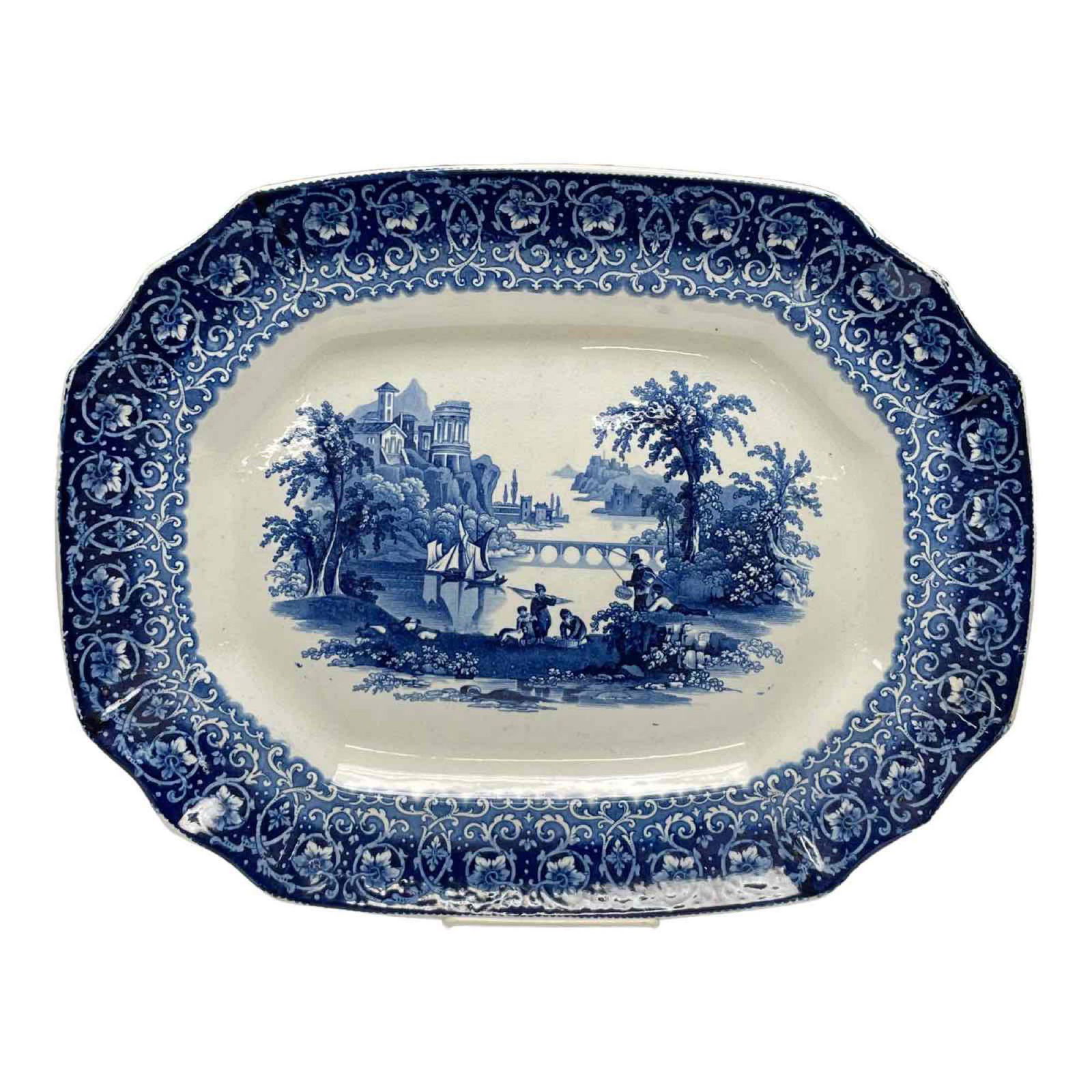 English Staffordshire Blue Transfer Serving Patter (1 of 13)