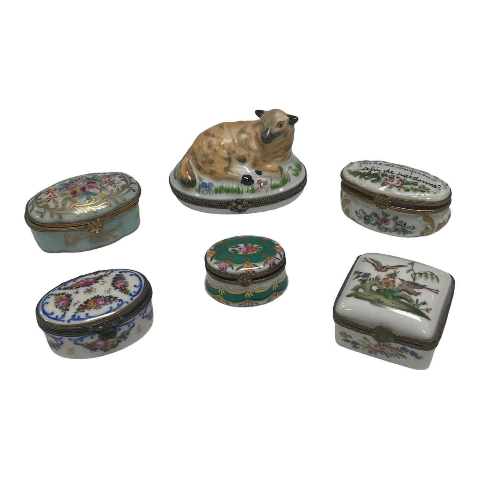 Six French Hand Painted Trinket Pill Boxes - Chelsea House (1 of 20)