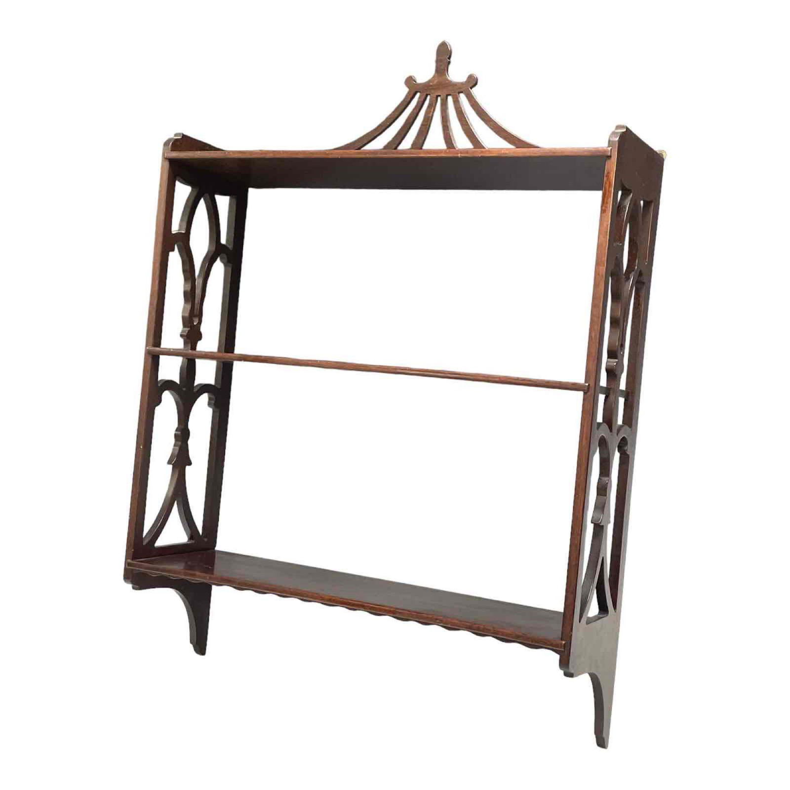 1940's Mahogany PAGODA Motif Whatnot Wall Shelf (1 of 13)