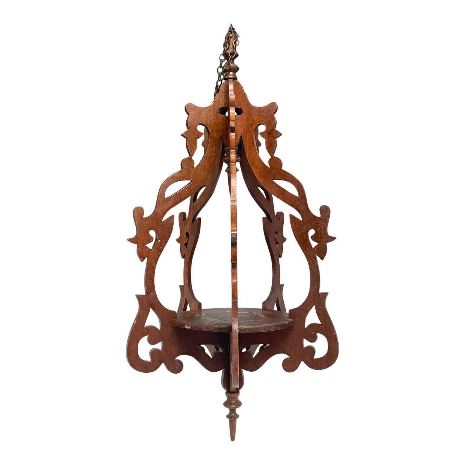 American Victorian Carved Walnut Hanging Sconce (1 of 11)