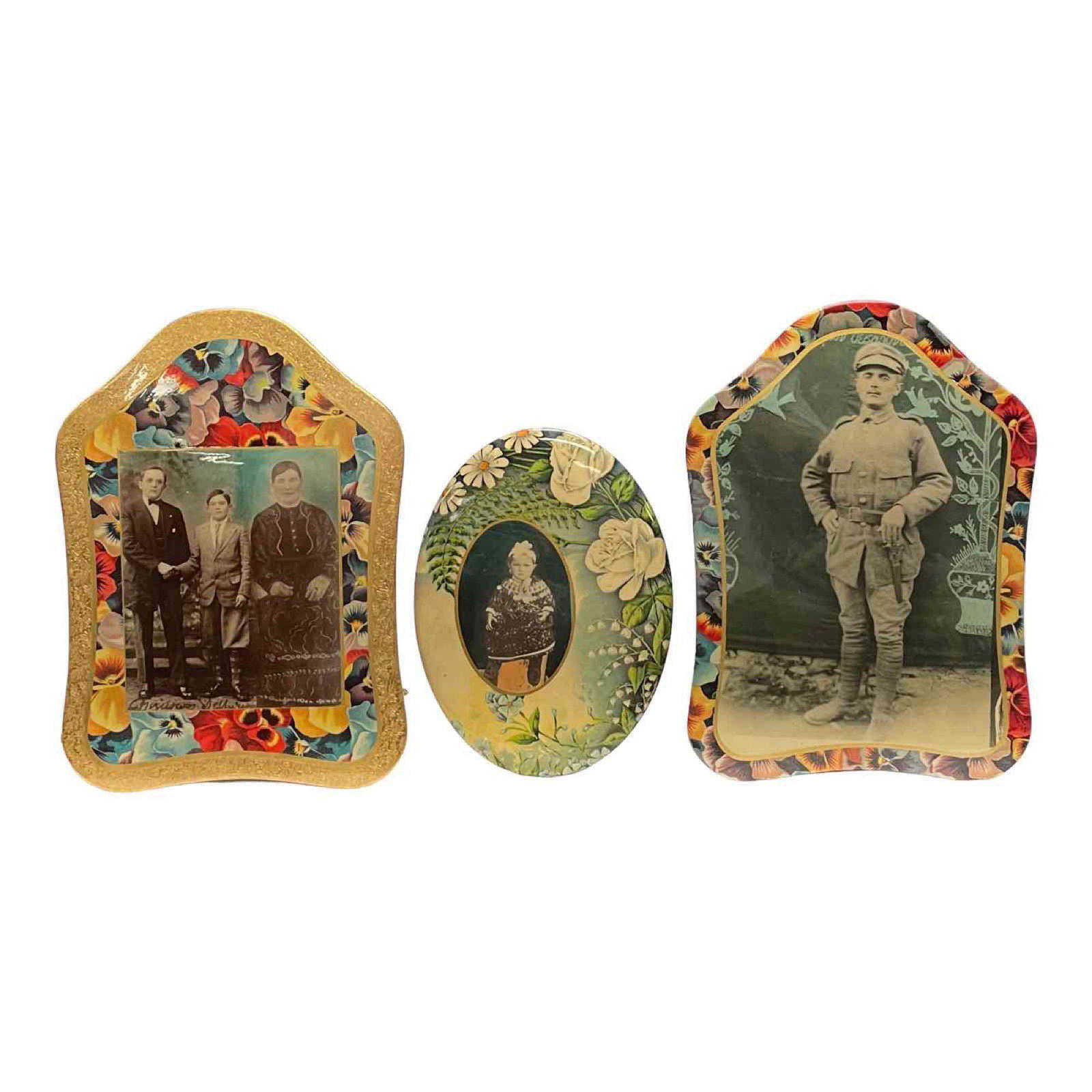 Three (3) Celluloid Button Photo Frames (1 of 19)