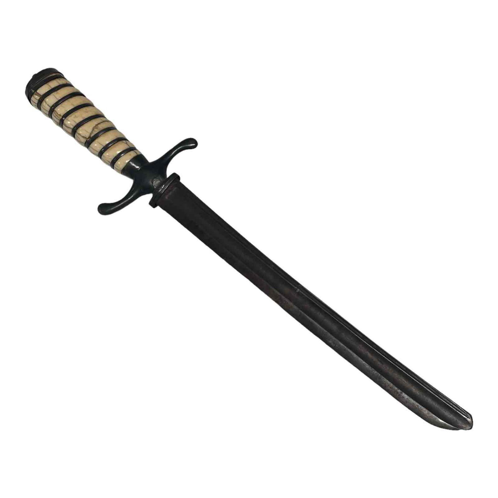 Antique Bone Handle Dress Dagger: 19th century dagger with bone handle. Unmarked, handle damages as shown and measuring approx 16" in length, see photos for details