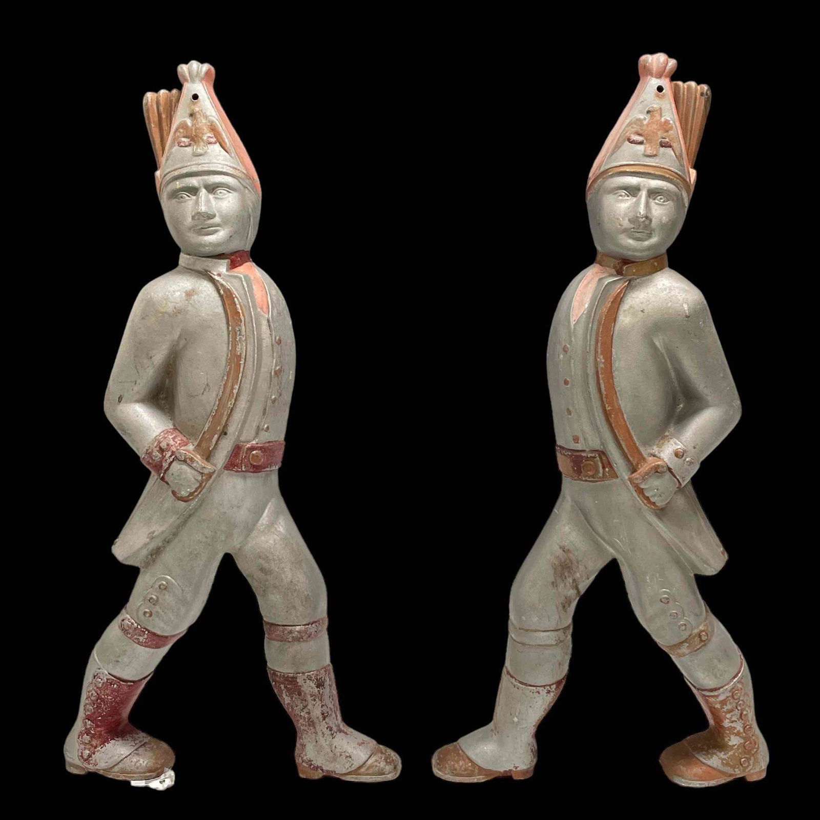 (2pc) Fine Pair of Hessian Soldiers Mold or Andirons (1 of 19)