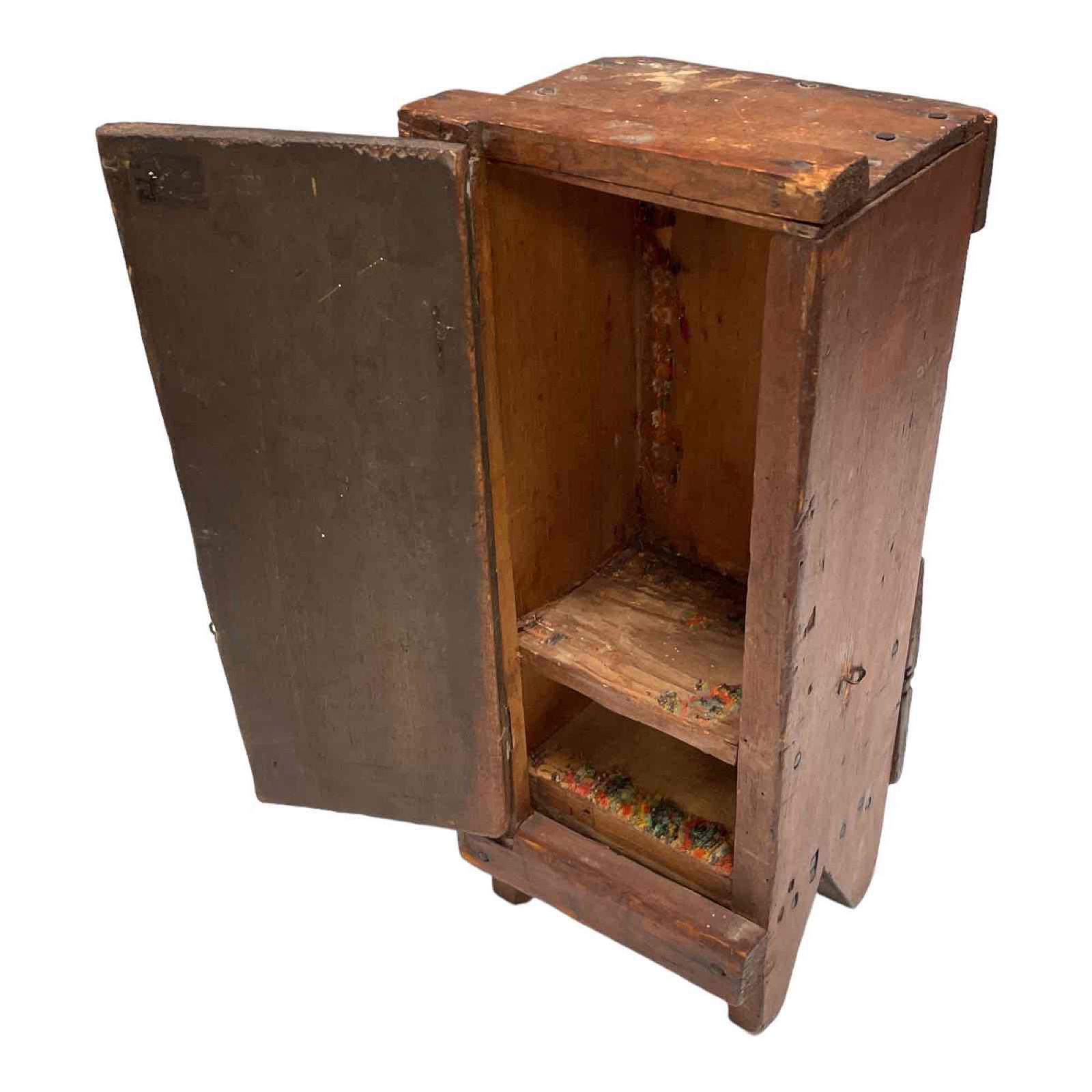 19th C. Miniature Country Primitive Wardrobe Cabinet (1 of 15)