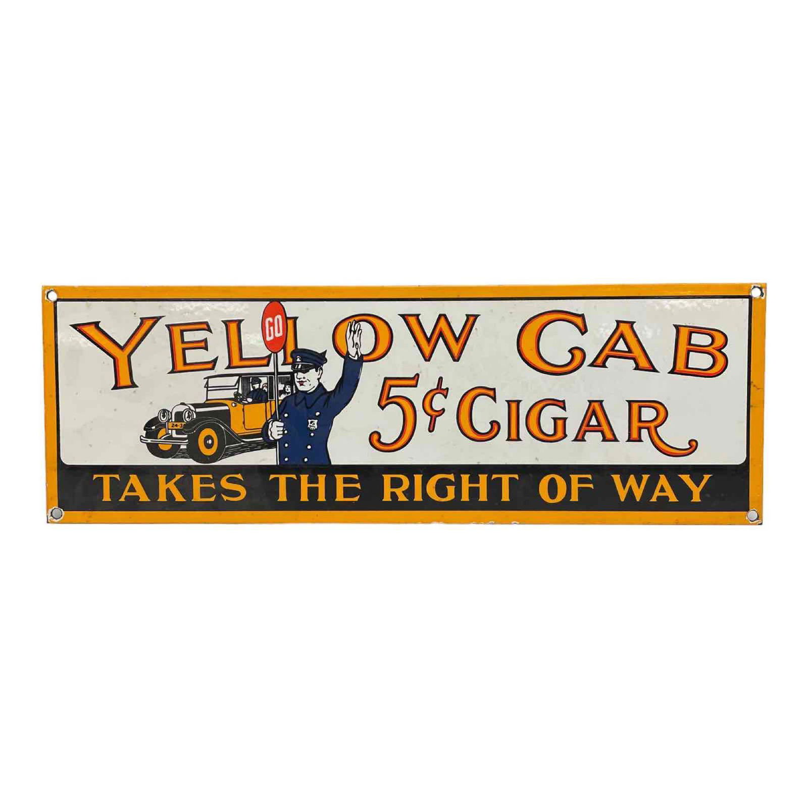 YELLOW CAB 5 Cent CIGAR Enameled Sign (1 of 14)