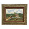 Early 20th Century Country Farm House Folk Art Painting