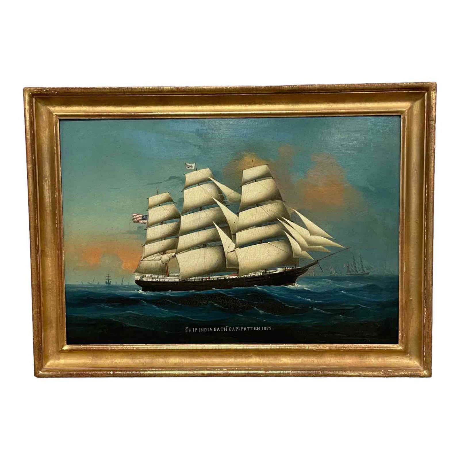 19th c. Export School Ship Portrait, Ship India Bath, Captain Pattern (1 of 20)