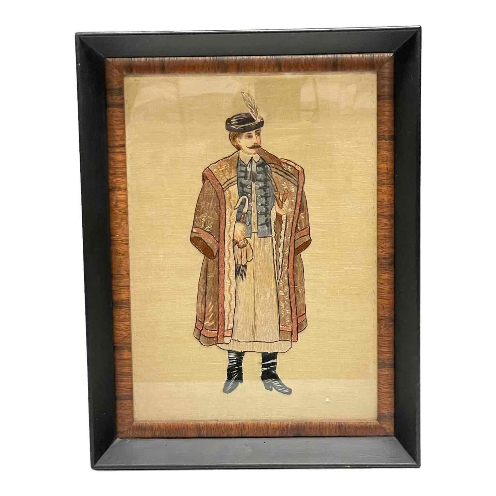 Unusual Hair and Silk Art Work on Linen of Prosperous Man (1 of 11)