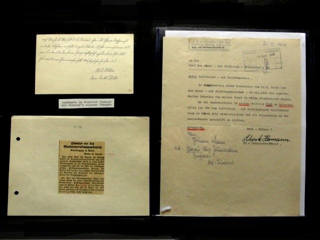 German WW. 11 Letter And Post Card: Letter from Nazi SS Underscharfuher Shenk Hermann addressing the fast processing of his marriage documents. Date Sept. 1944 and signed By Shenk Hermann. Other is a post card hand written from Heinrich