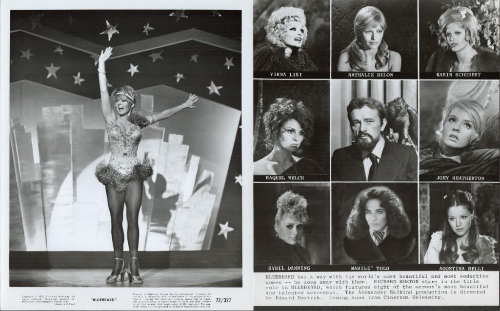 Joey Heatherton - Bluebeard - original stills: 1972, 8x10, U.S., Cinerama, B+ condition, Qty 18 With Richard Burton, Raquel Welch, Virna Lisi, Sybil Danning Sexploitation
