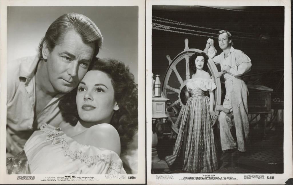 Alan Ladd - Botony Bay - original stills: 1953, 8x10, U.S., Paramount, B+ condition, Qty 20 With Patricia Medina, James Mason Adventure