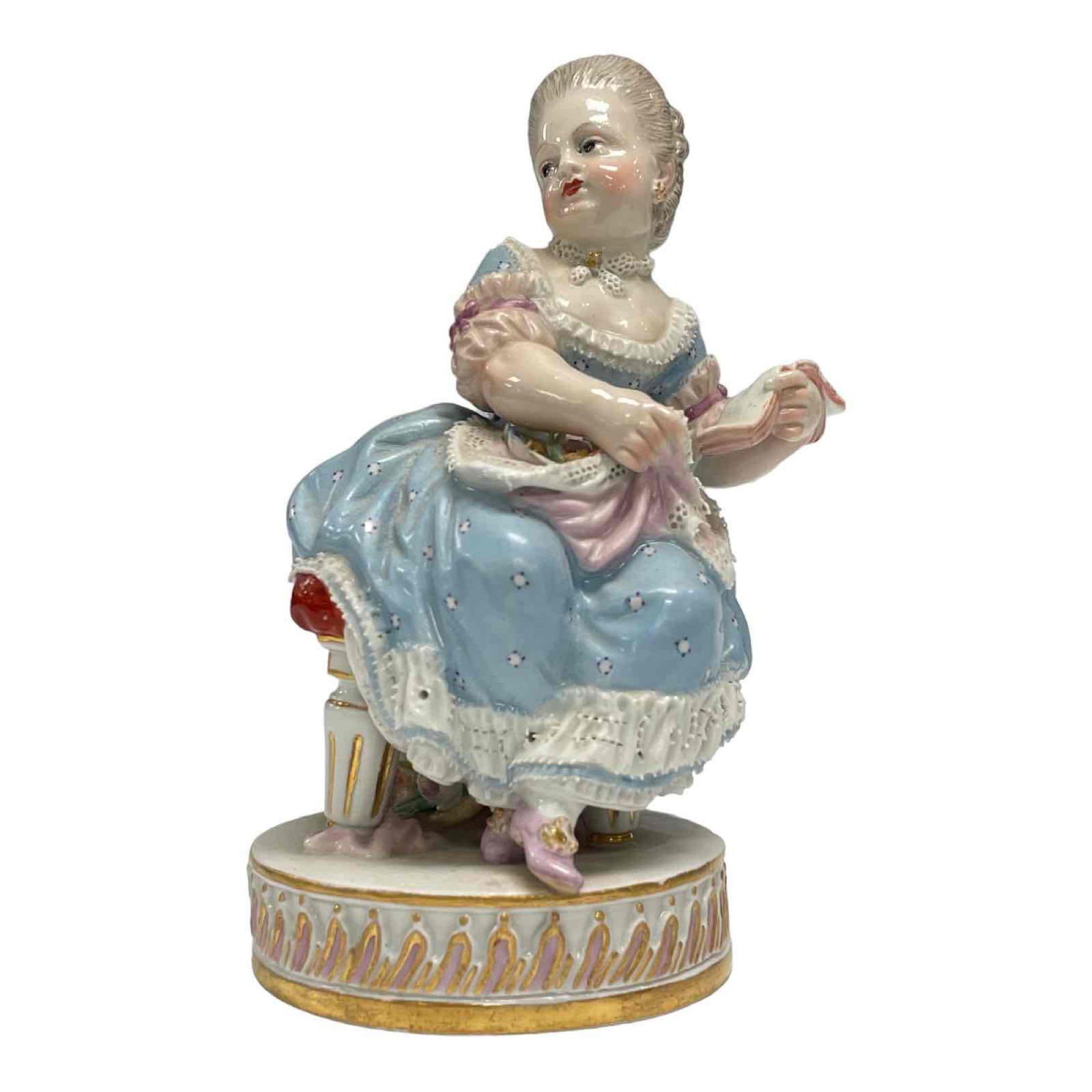 Meissen Porcelain Seated Young Girl AFTER M.V. ACIER (1 of 16)