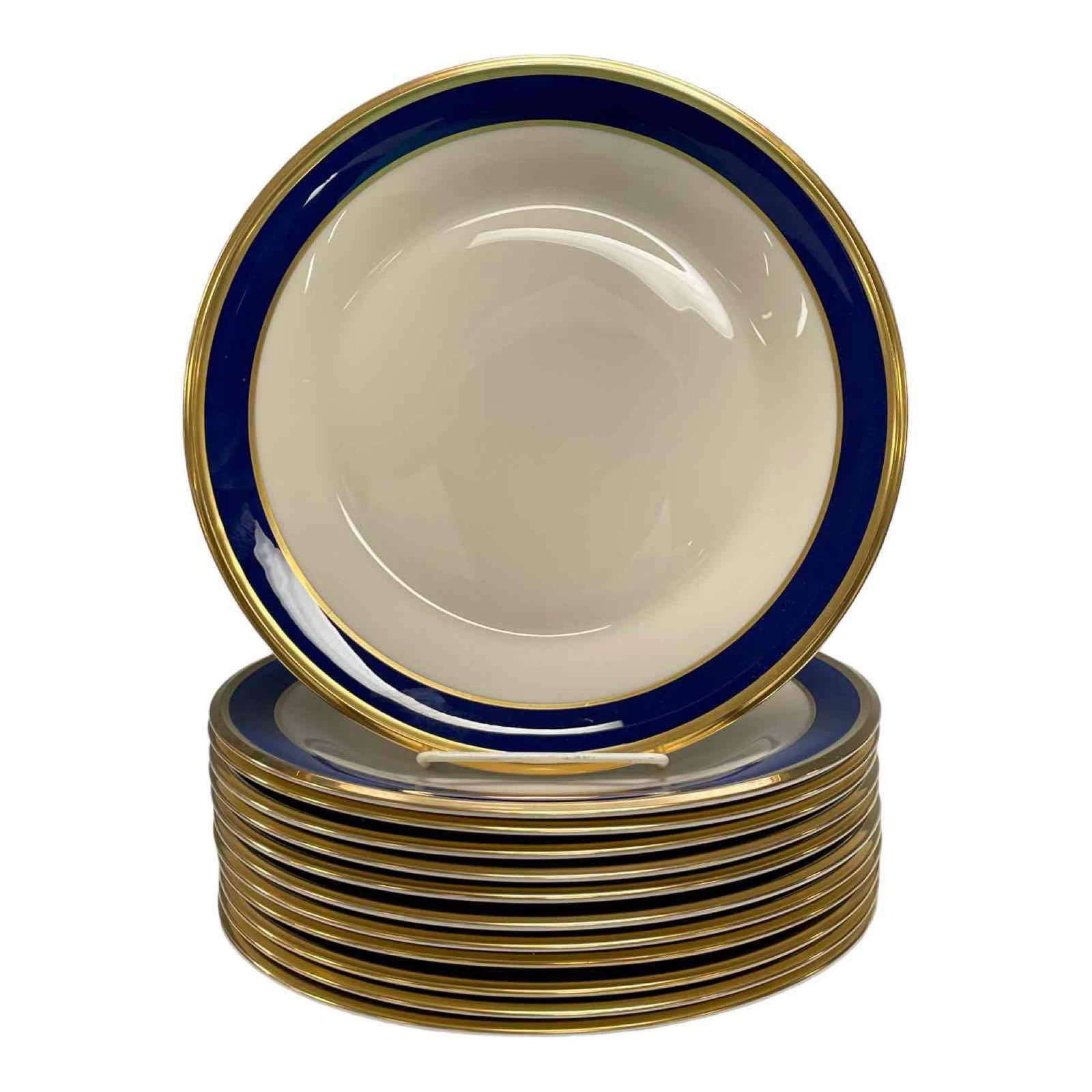 (12) Lenox Cobalt & Gold Dinner Plates Special Auction