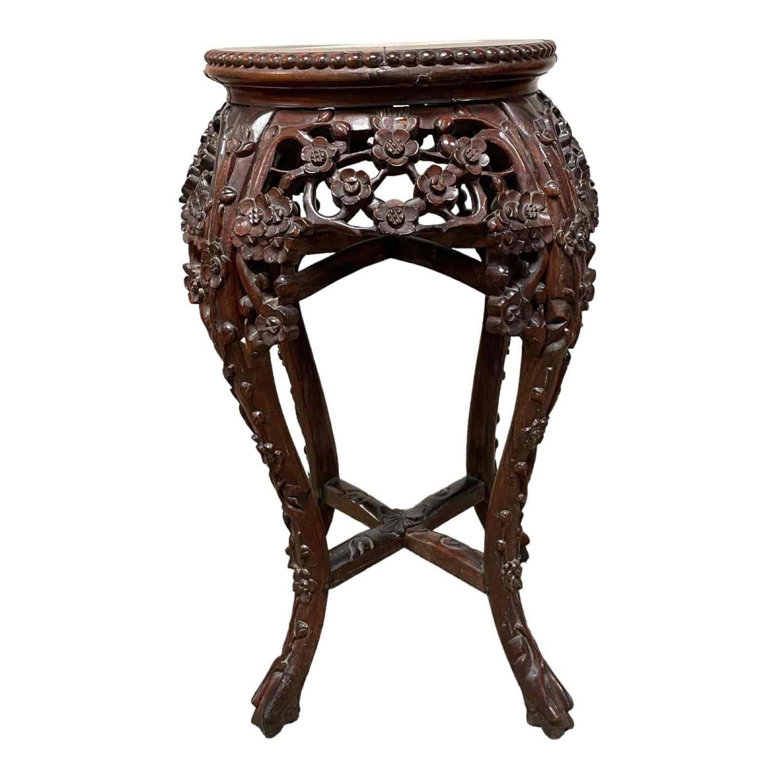Carved Chinese Marble top pedestal / Stand (1 of 20)