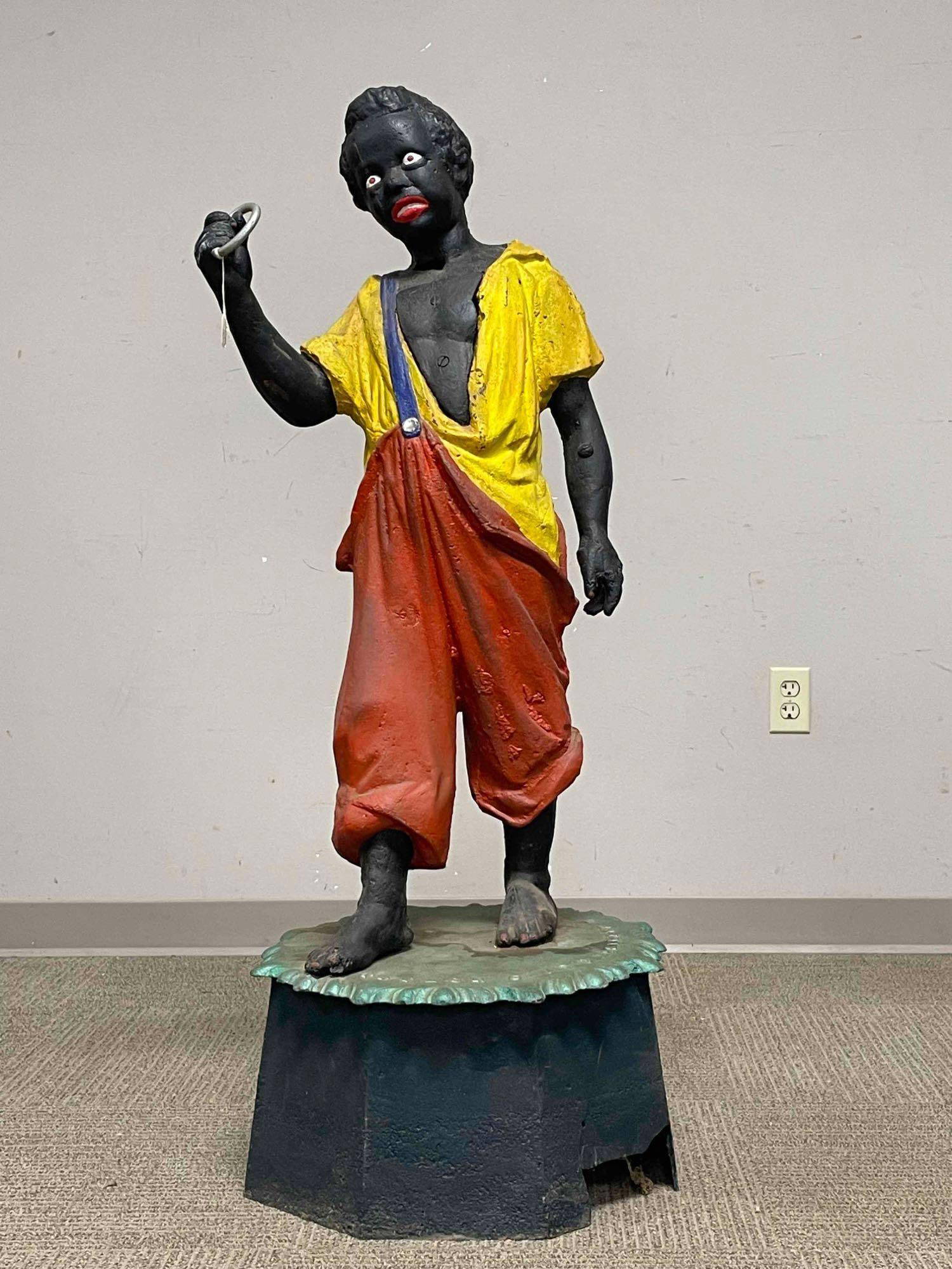 Cast Iron Black Americana Stable Boy Hitching Post Auction