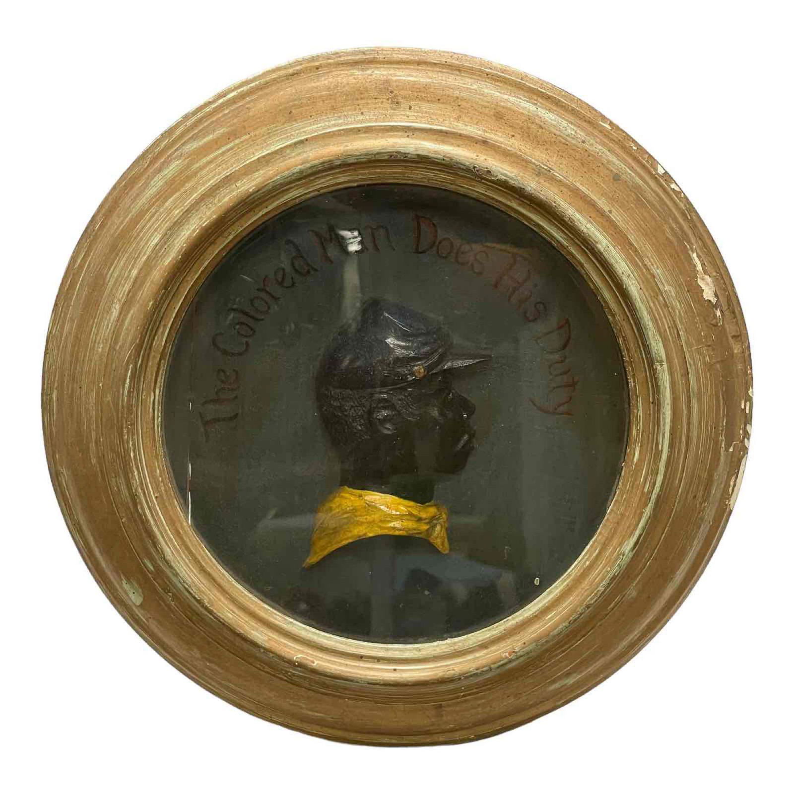 Framed Cast Iron Side Portrait of African American Man (1 of 18)