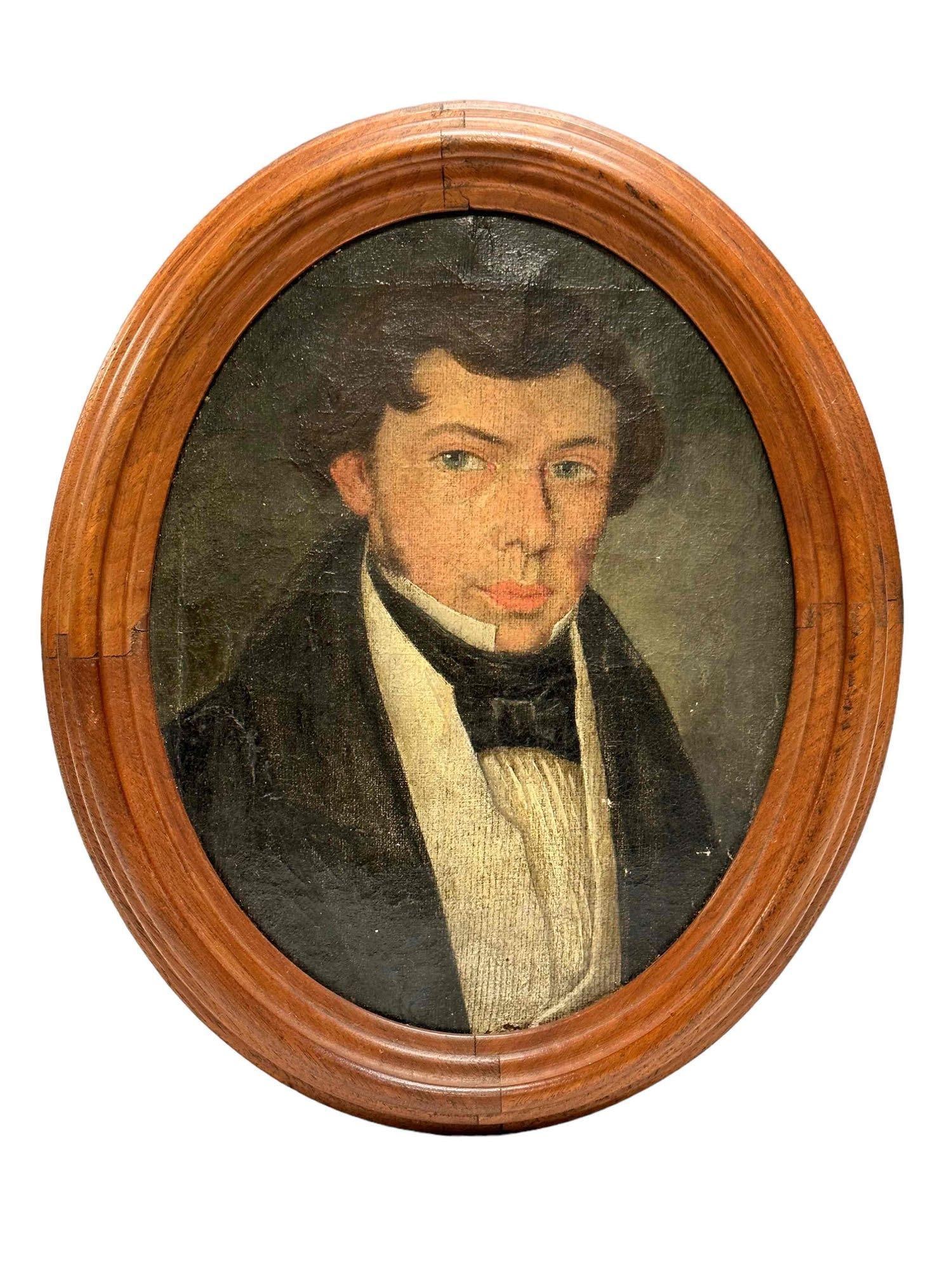 19th Century Americana Folk Art Portrait Painting (1 of 9)