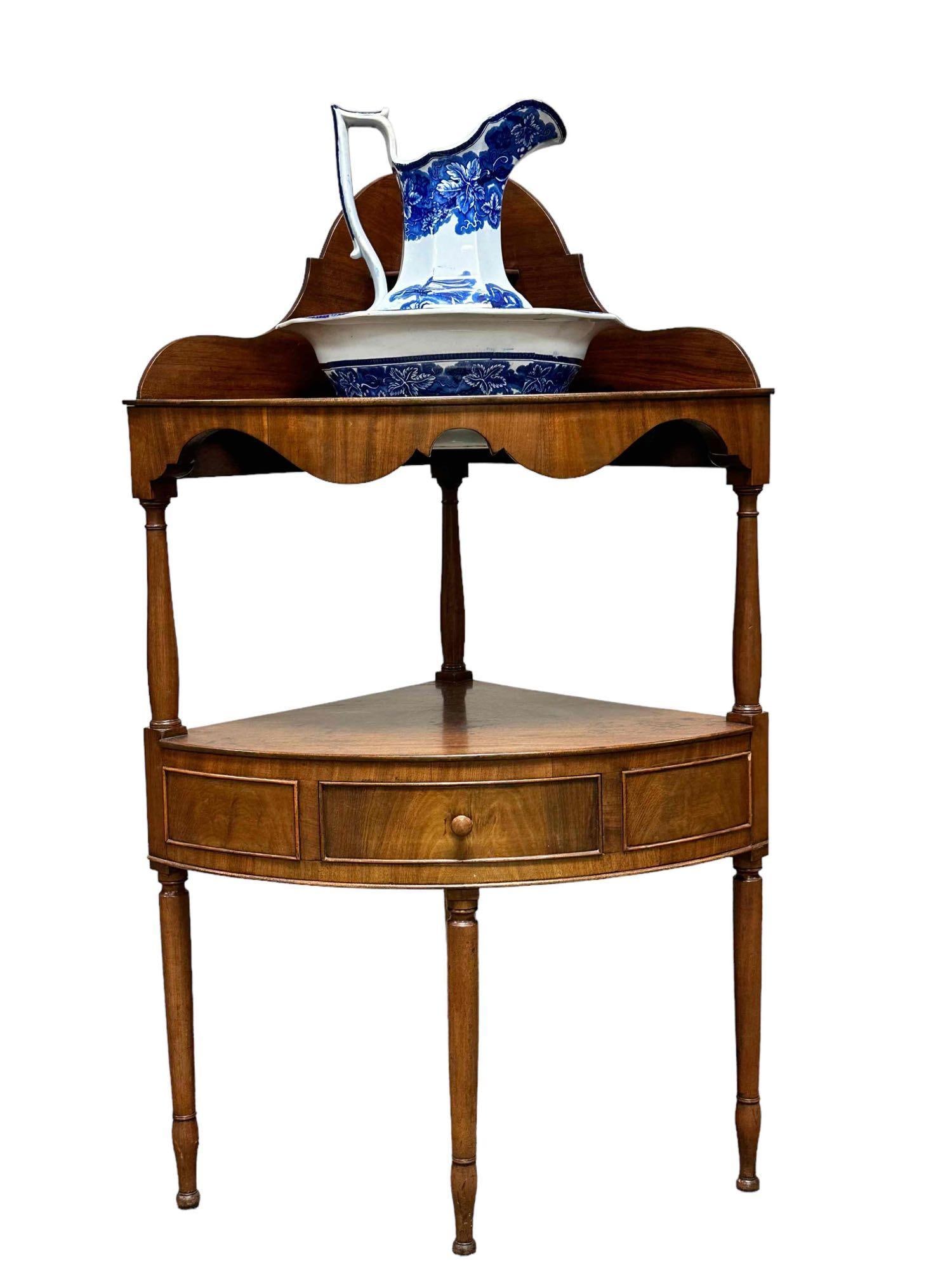 19th C. Regency Mahogany Corner Washstand (1 of 19)