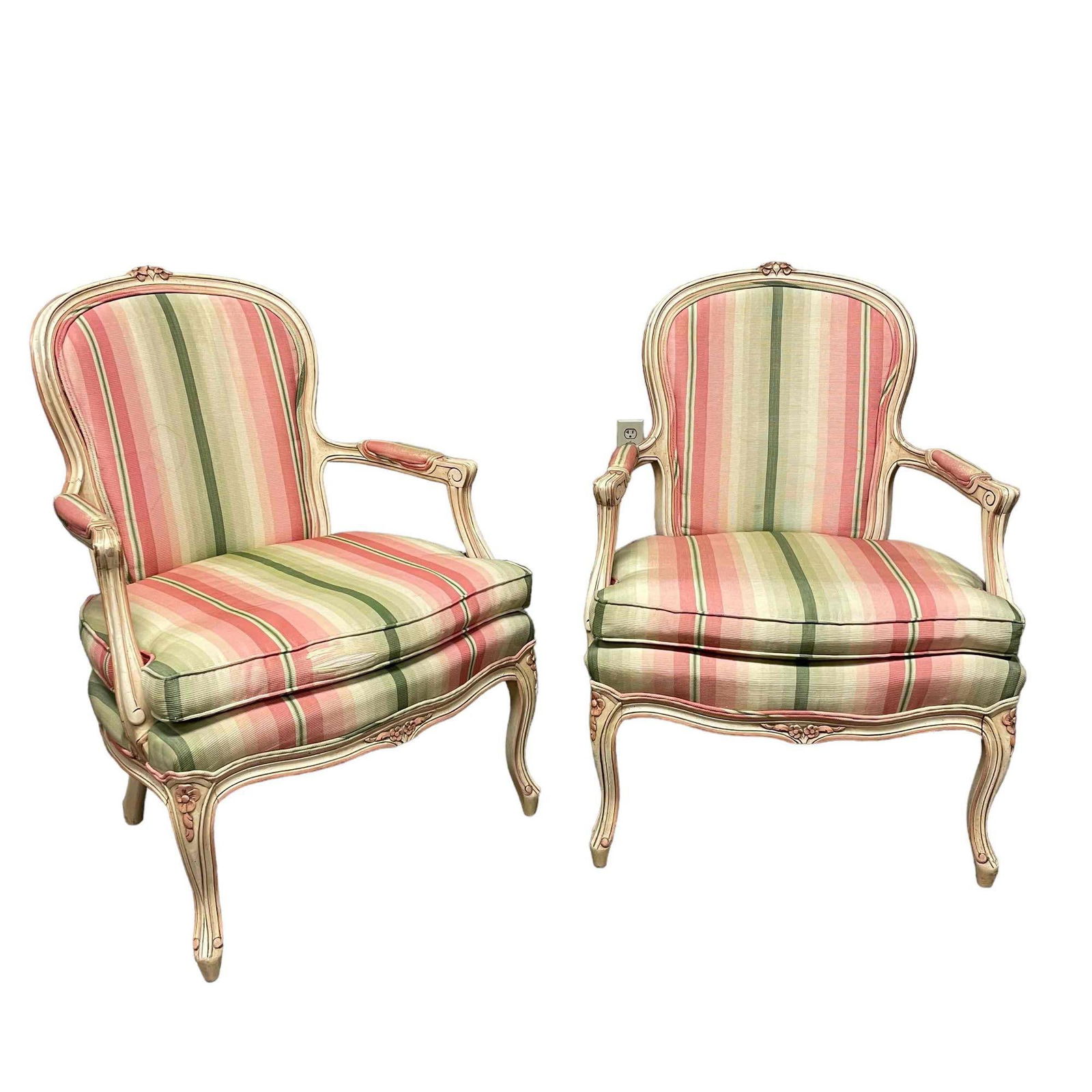 Pair of Country French Painted Arm Chairs (1 of 20)