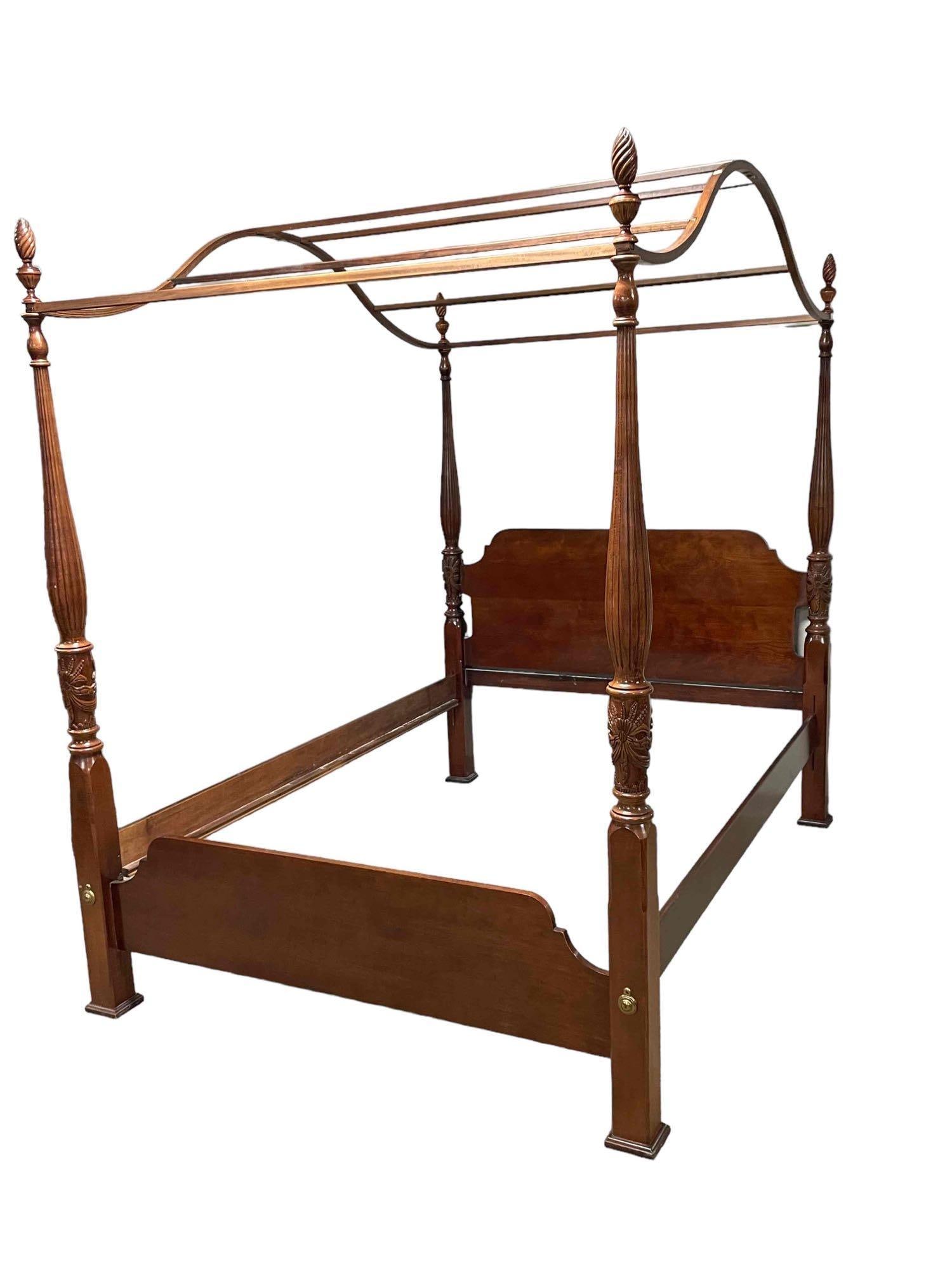 20th C Mahogany Carved 4-Poster Canopy Bed (1 of 14)
