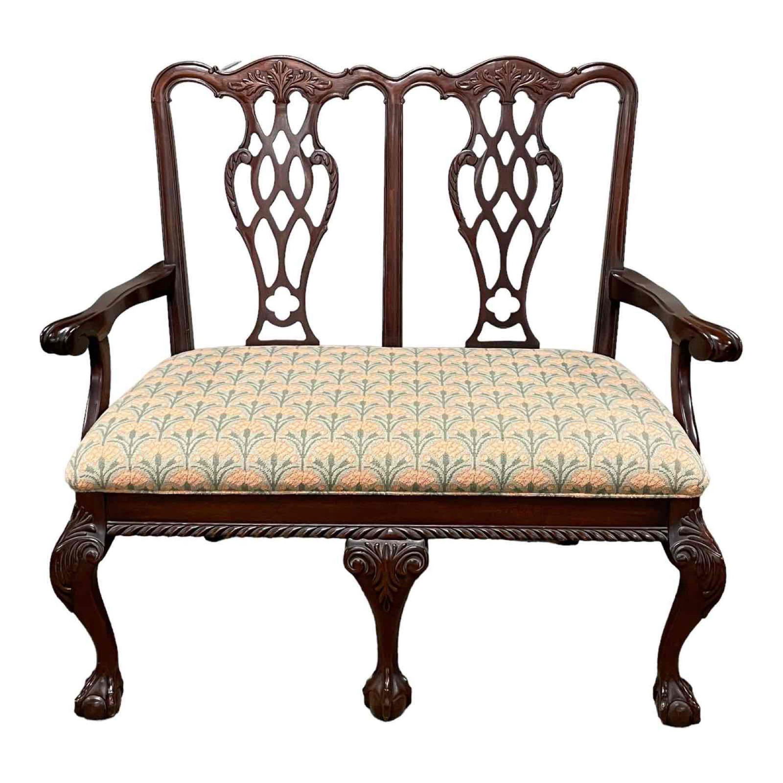 20th C. Mahogany Chippendale Style Ball and Claw Settee (1 of 18)