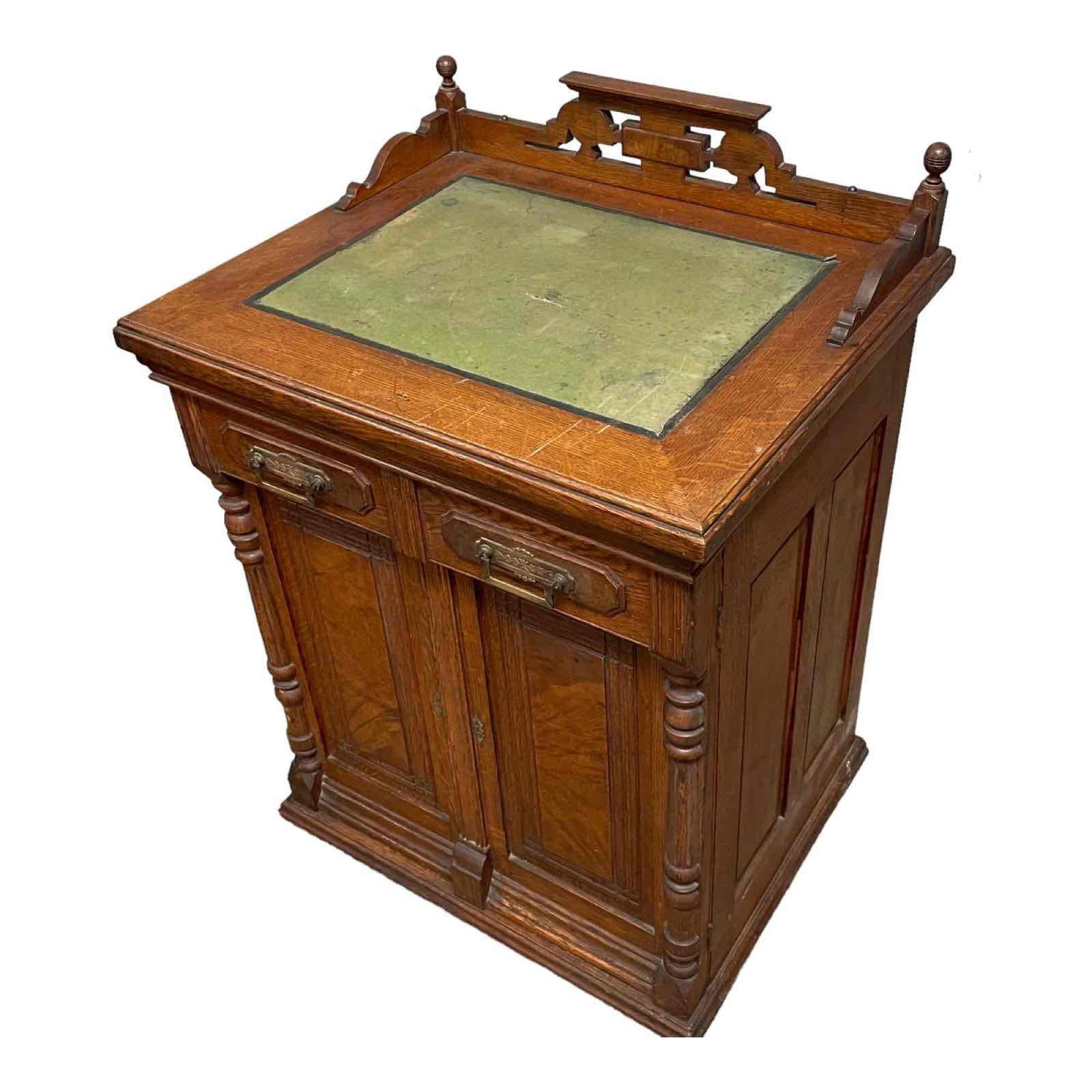 19th C. Carved Victorian Davenport Sewing Cabinet (1 of 19)