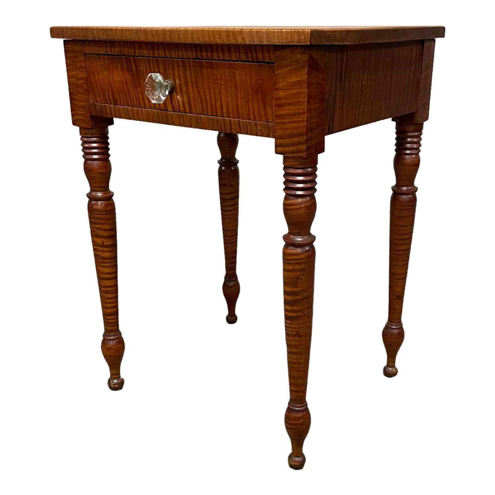 ca. 1820 Early American Tiger Maple Stand (1 of 19)