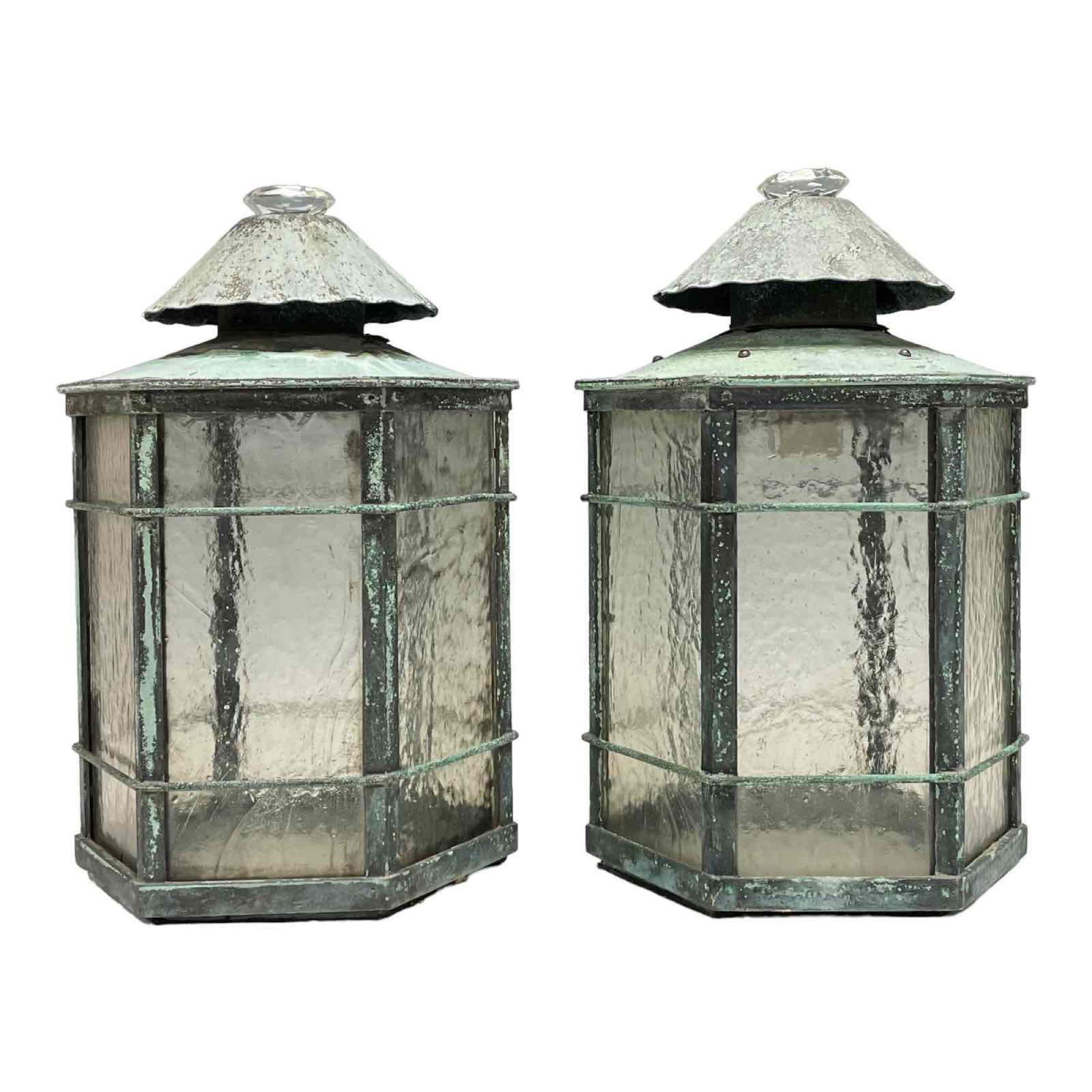 Par of Hexagonal Verdigris Finished Lantern Shades (1 of 19)