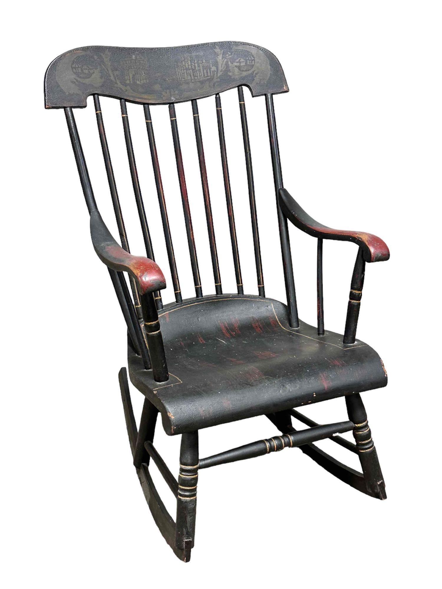 Early American Paint Decorated and Stenciled Boston Rocker (1 of 20)