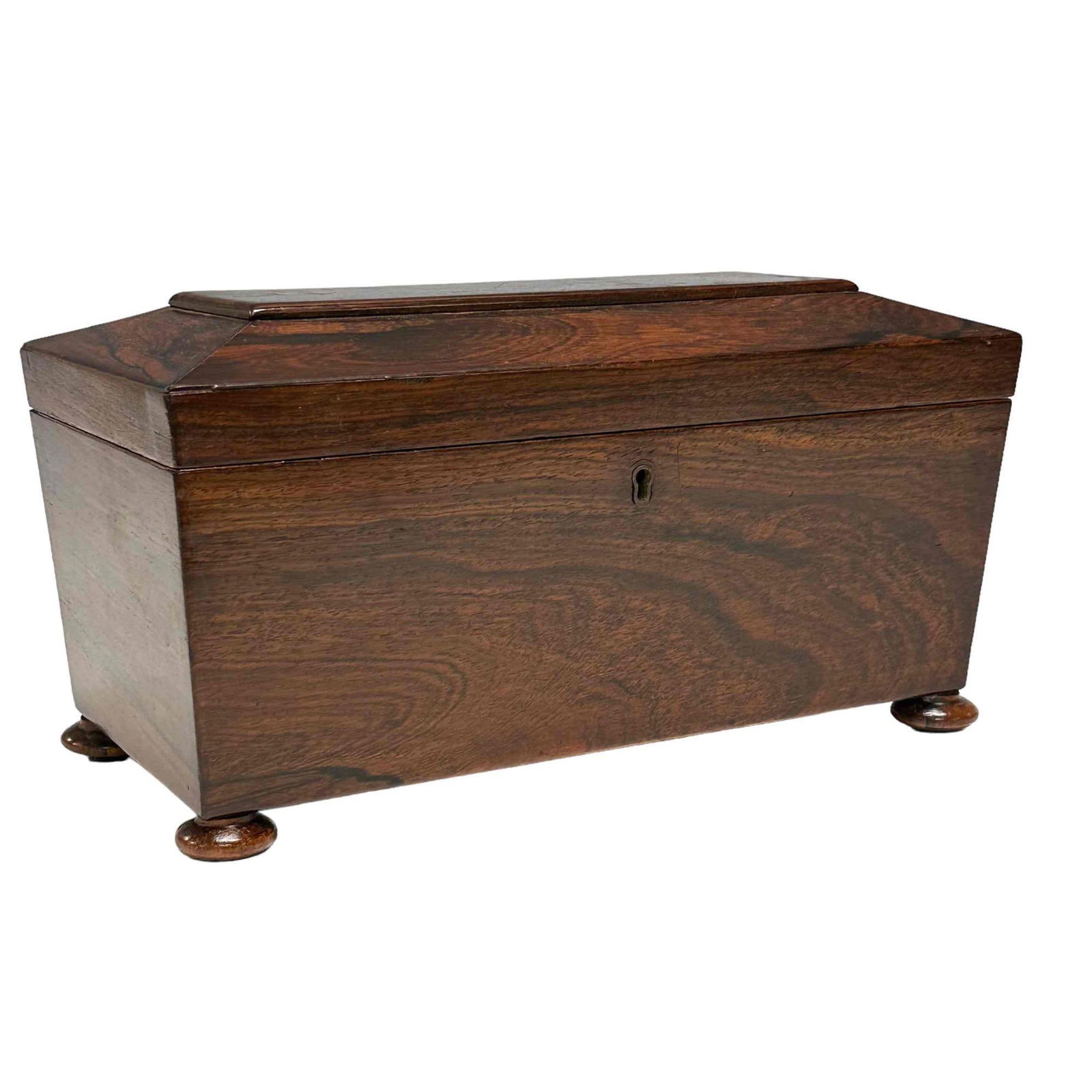 19th C. English Rosewood Tea Caddy with Coffered Top (1 of 20)