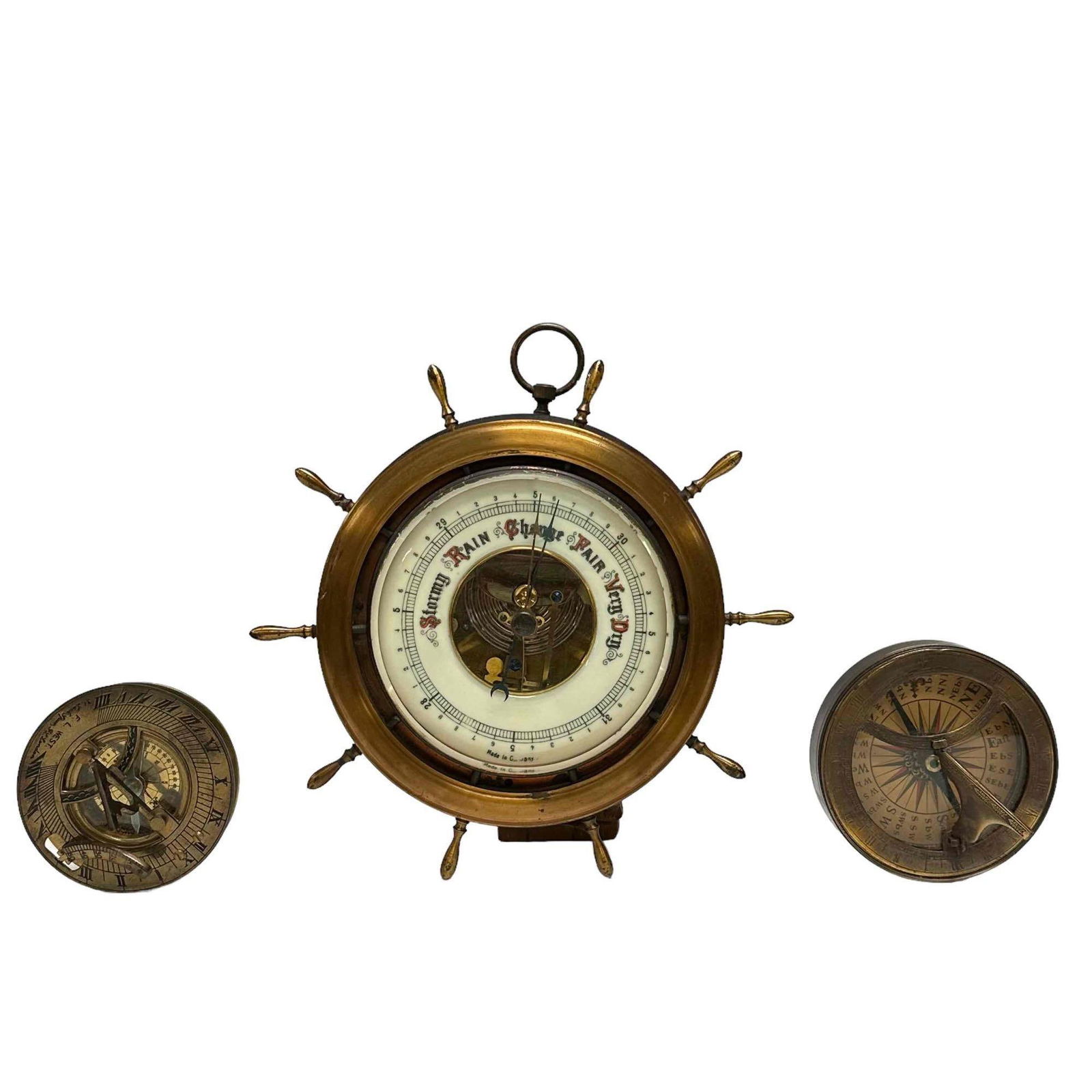 Two Brass Nautical Compasses and A German Barometer (1 of 20)